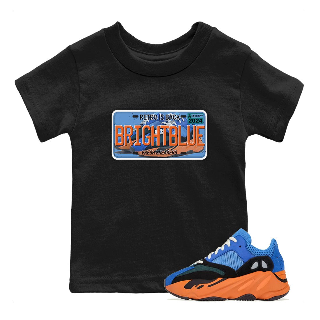 Yeezy 700 Bright Blue shirts to match jordans Sneaker Plate sneaker match tees Yeezy 700 Bright Blue match shoes to clothes SNRT Sneaker Tees Youth Baby Black 1 tee