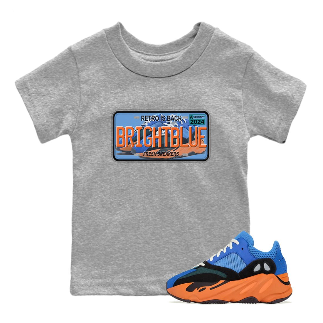 Yeezy 700 Bright Blue shirts to match jordans Sneaker Plate sneaker match tees Yeezy 700 Bright Blue match shoes to clothes SNRT Sneaker Tees Youth Baby Heather Grey 1 tee