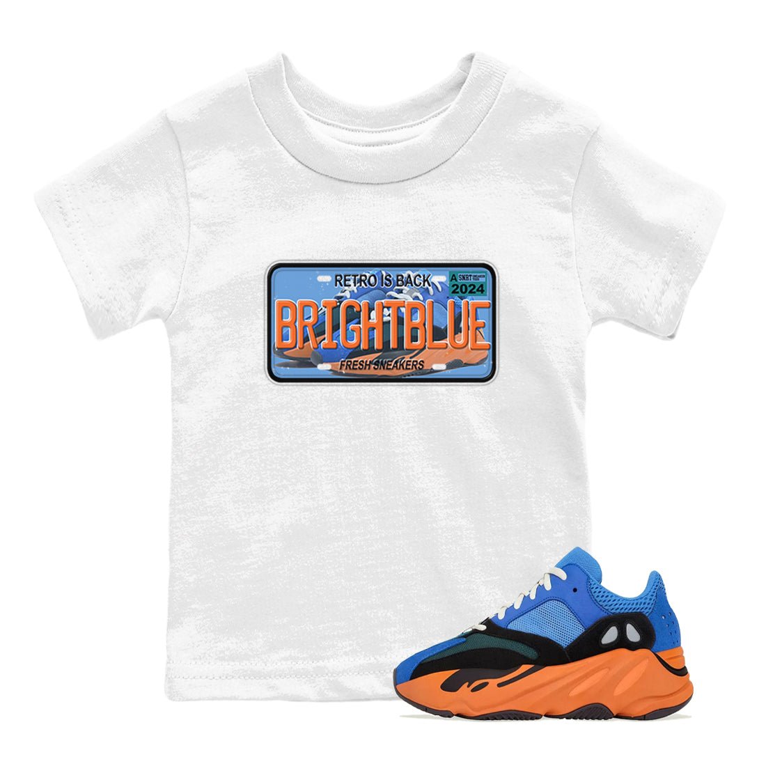 Yeezy 700 Bright Blue shirts to match jordans Sneaker Plate sneaker match tees Yeezy 700 Bright Blue match shoes to clothes SNRT Sneaker Tees Youth Baby White 1 tee