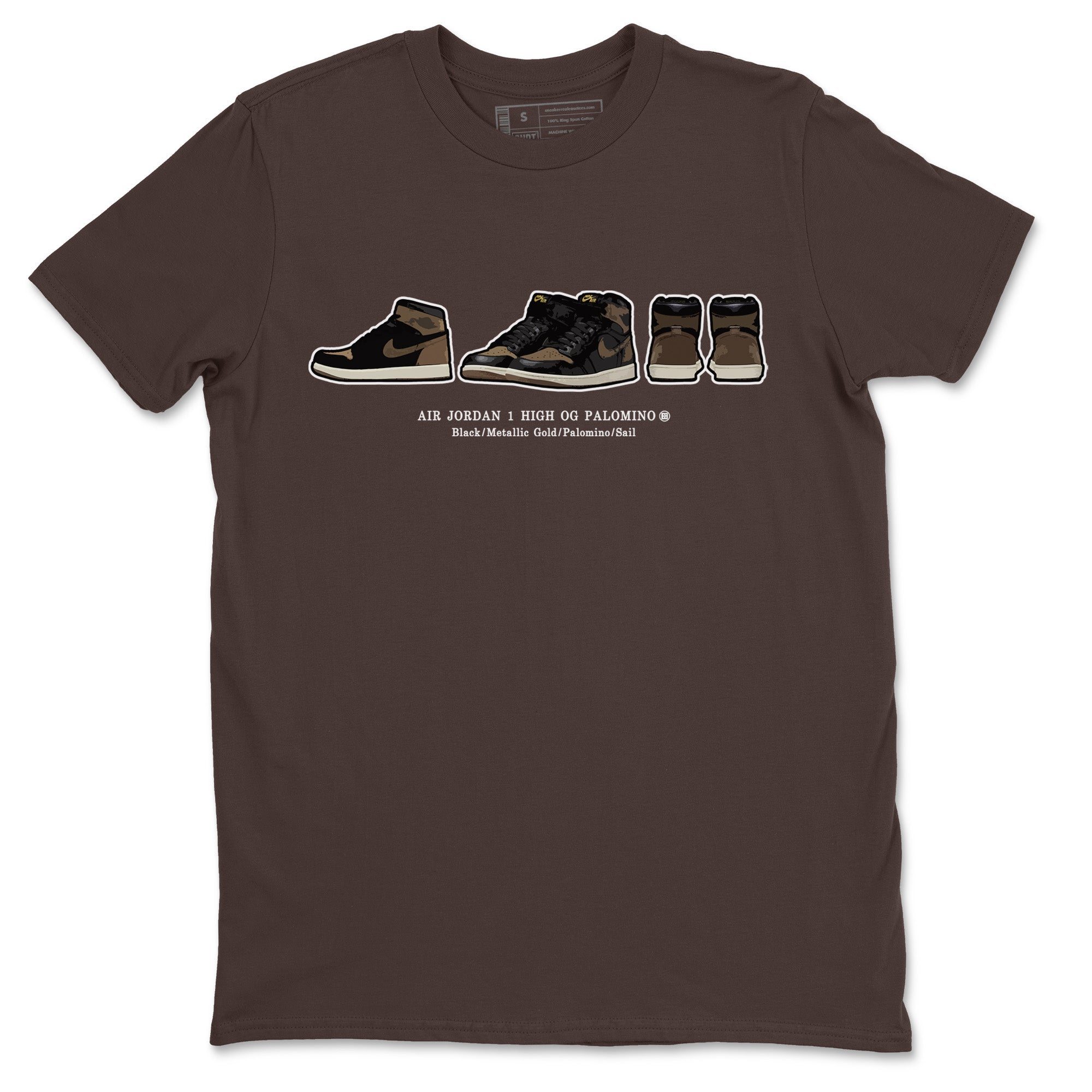 Air Jordan 1 Palomino shirt to match jordans Sneaker Prelude sneaker tees Crew Neck Jordan 1 Retro High OG Palomino SNRT Sneaker Release Tees Unisex Casual Shirts Dark Chocolate 1 T-Shirt-2