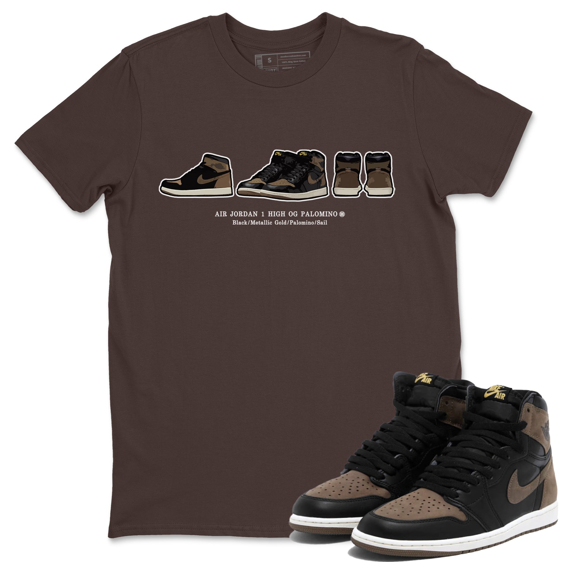 Air Jordan 1 Palomino shirt to match jordans Sneaker Prelude sneaker tees Crew Neck Jordan 1 Retro High OG Palomino SNRT Sneaker Release Tees Unisex Casual Shirts Dark Chocolate 1 T-Shirt