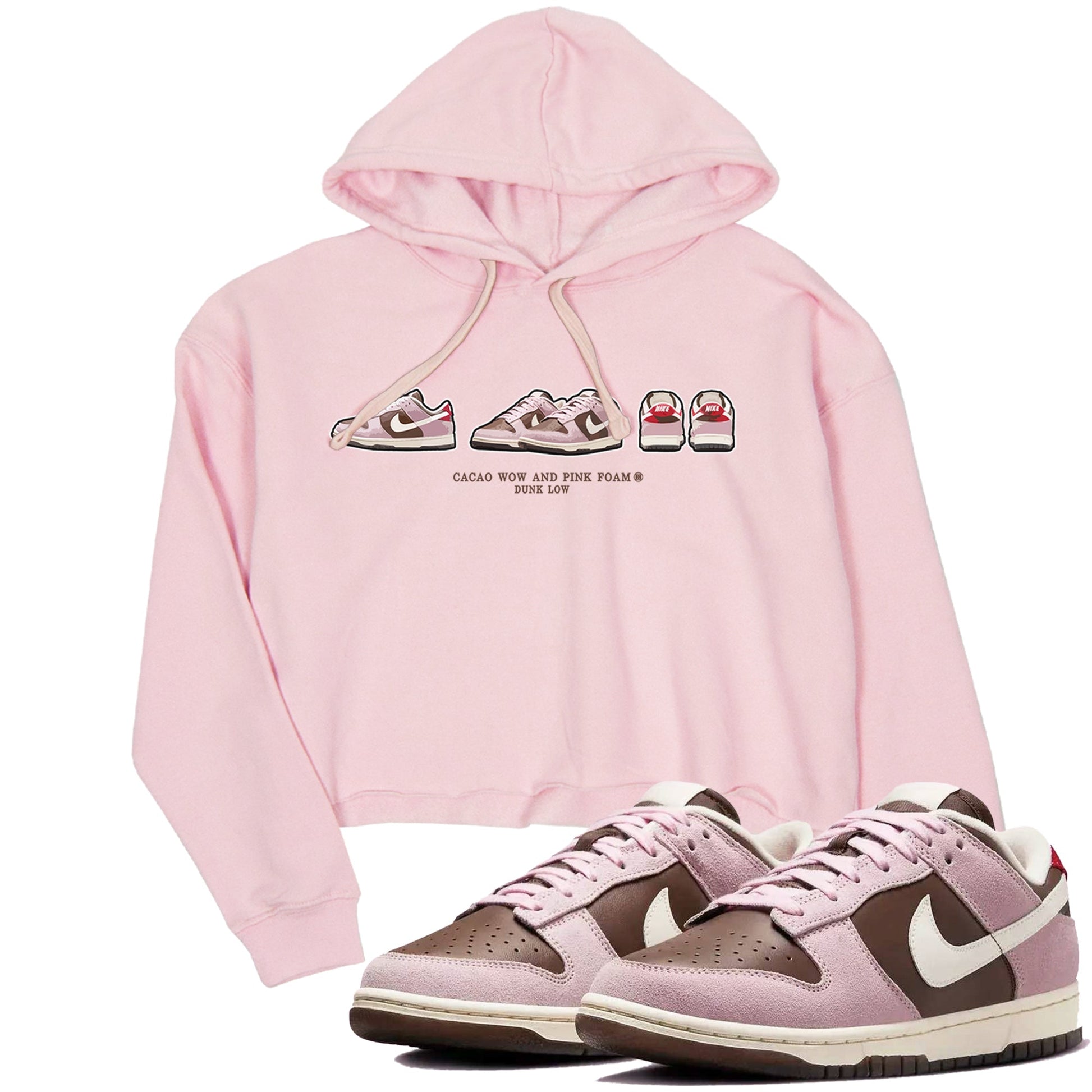 Dunk Cacao Wow And Pink Foam shirts to match jordans Sneaker Prelude sneaker match tees Dunk Cacao Wow And Pink Foam SNRT Sneaker Tees streetwear brand Pink 1 crop tee