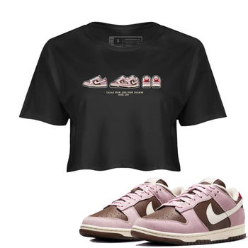 Dunk Cacao Wow And Pink Foam shirts to match jordans Sneaker Prelude sneaker match tees Dunk Cacao Wow And Pink Foam SNRT Sneaker Tees streetwear brand Black 1 crop tee