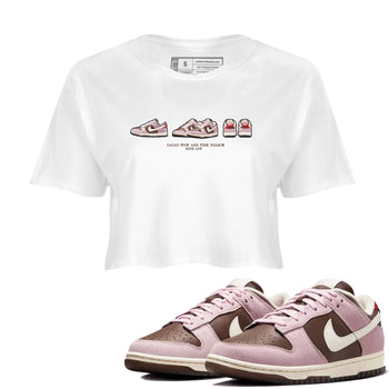 Dunk Cacao Wow And Pink Foam shirts to match jordans Sneaker Prelude sneaker match tees Dunk Cacao Wow And Pink Foam SNRT Sneaker Tees streetwear brand White 1 crop tee