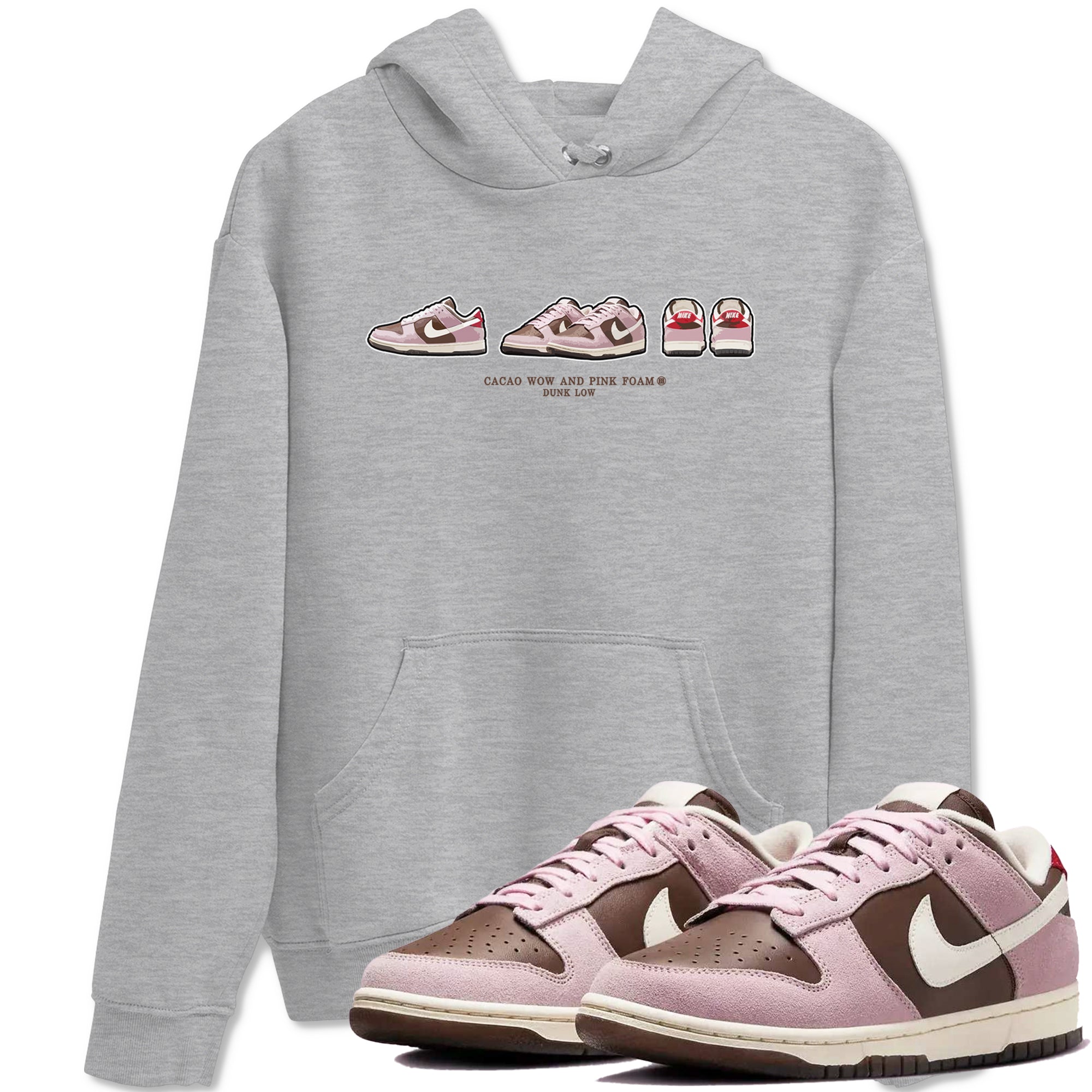 Dunk Cacao Wow And Pink Foam shirts to match jordans Sneaker Prelude sneaker match tees Dunk Cacao Wow And Pink Foam SNRT Sneaker Tees streetwear brand Heather Grey 1 unisex cotton tee