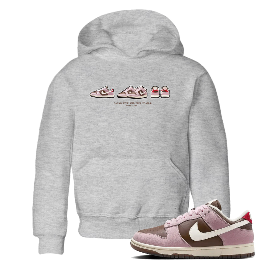 Dunk Cacao Wow And Pink Foam shirts to match jordans Sneaker Prelude sneaker match tees Dunk Cacao Wow And Pink Foam SNRT Sneaker Tees streetwear brand Baby and Youth Heather Grey 1 cotton tee