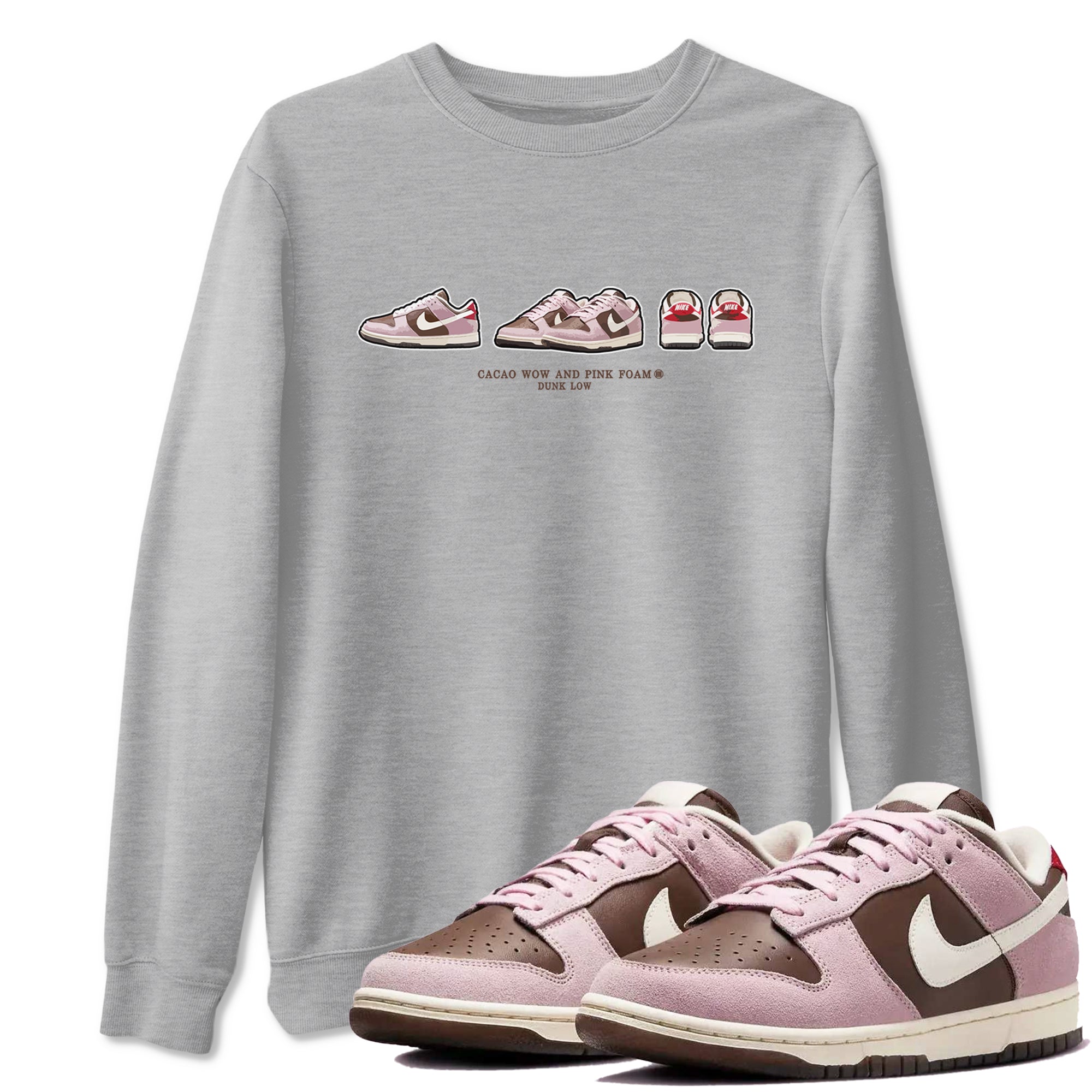Dunk Cacao Wow And Pink Foam shirts to match jordans Sneaker Prelude sneaker match tees Dunk Cacao Wow And Pink Foam SNRT Sneaker Tees streetwear brand Heather Grey 1 unisex cotton tee