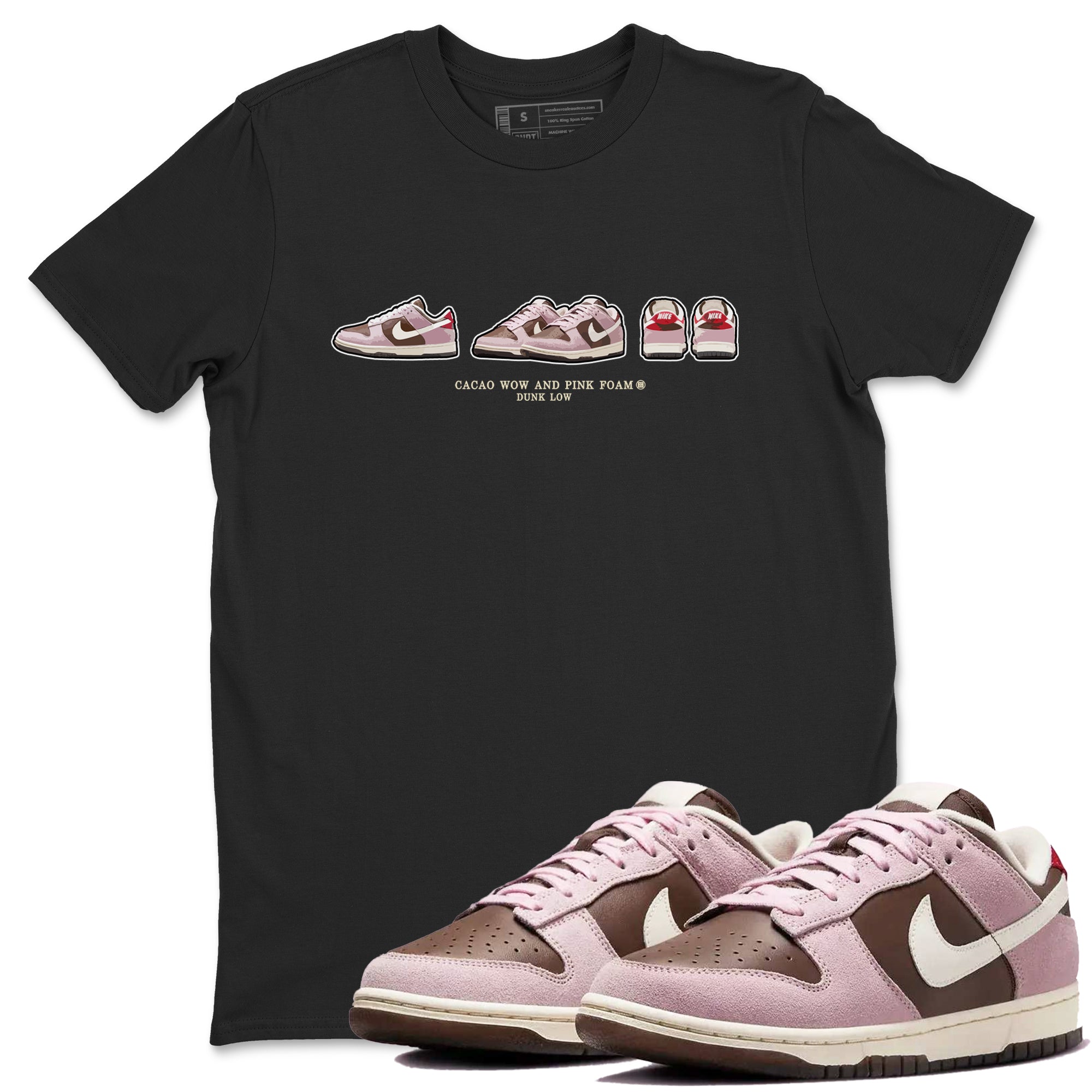 Dunk Cacao Wow And Pink Foam shirts to match jordans Sneaker Prelude sneaker match tees Dunk Cacao Wow And Pink Foam SNRT Sneaker Tees streetwear brand Black 1 unisex cotton tee