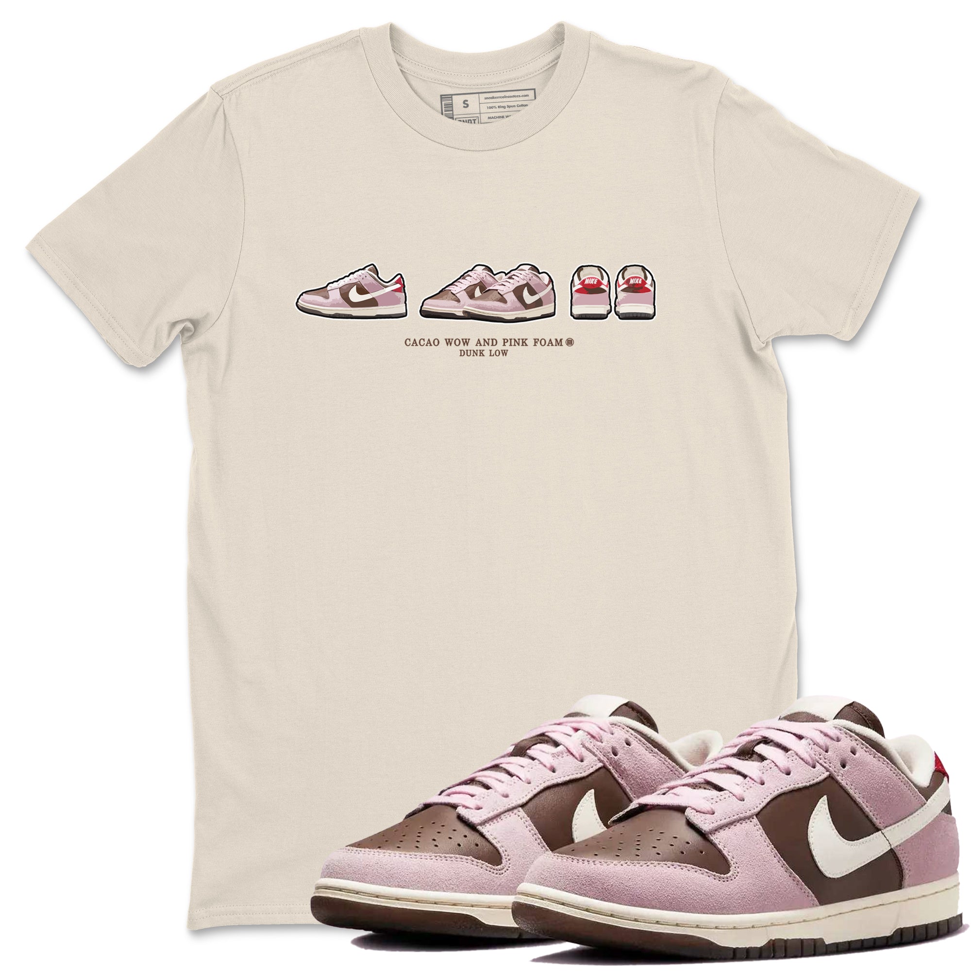 Dunk Cacao Wow And Pink Foam shirts to match jordans Sneaker Prelude sneaker match tees Dunk Cacao Wow And Pink Foam SNRT Sneaker Tees streetwear brand Natural 1 unisex cotton tee