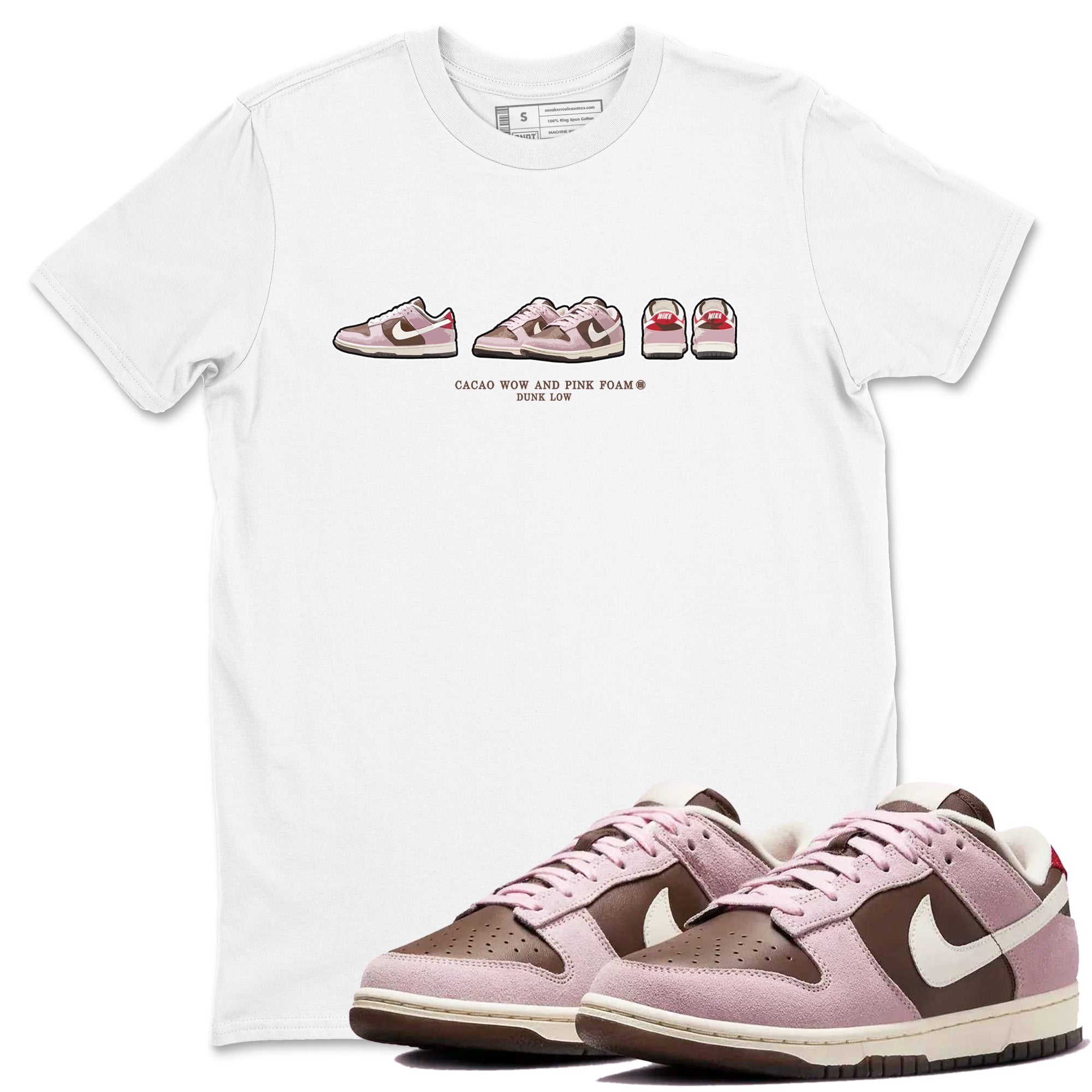 Dunk Cacao Wow And Pink Foam shirts to match jordans Sneaker Prelude sneaker match tees Dunk Cacao Wow And Pink Foam SNRT Sneaker Tees streetwear brand White 1 unisex cotton tee