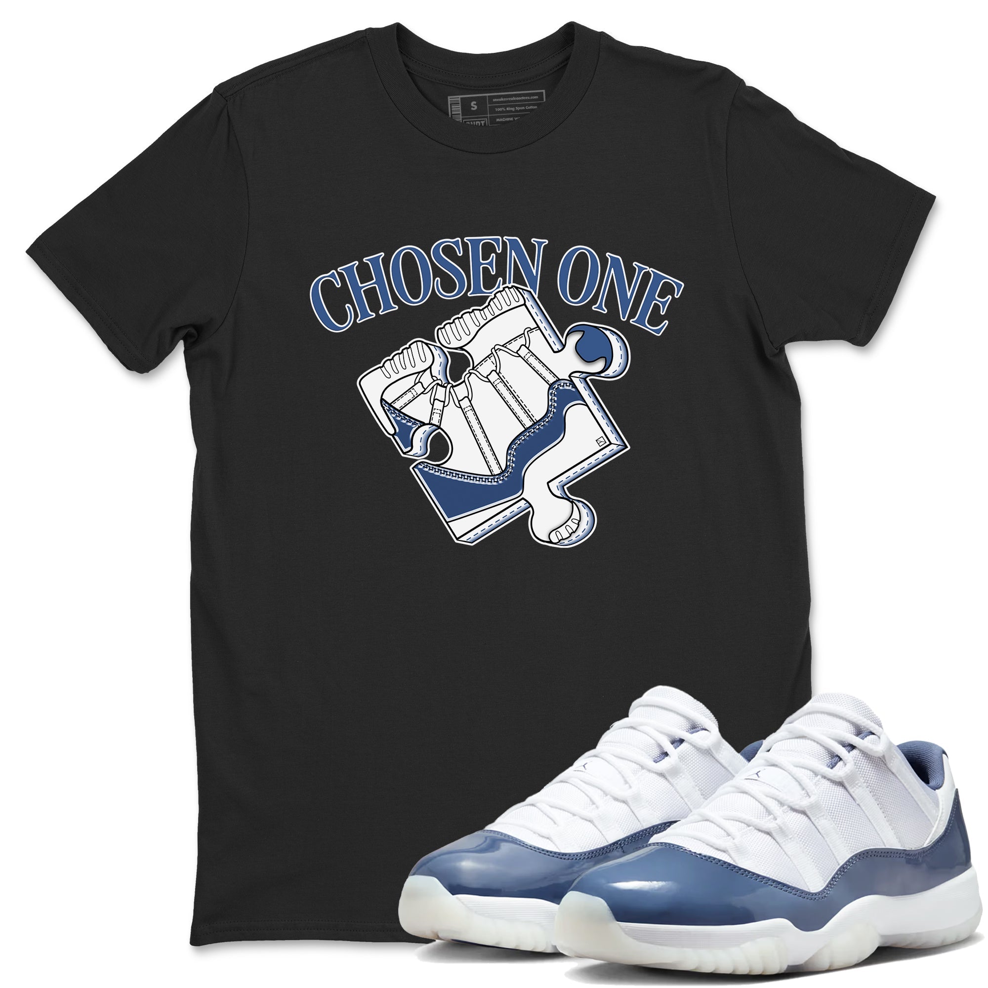 11s Diffused Blue Shirts To Match Jordans Sneaker Puzzle sneaker match tees Air Jordan 11 Diffused Blue Tee SNRT Sneaker Release Tees unisex cotton Black 1 crew neck shirts