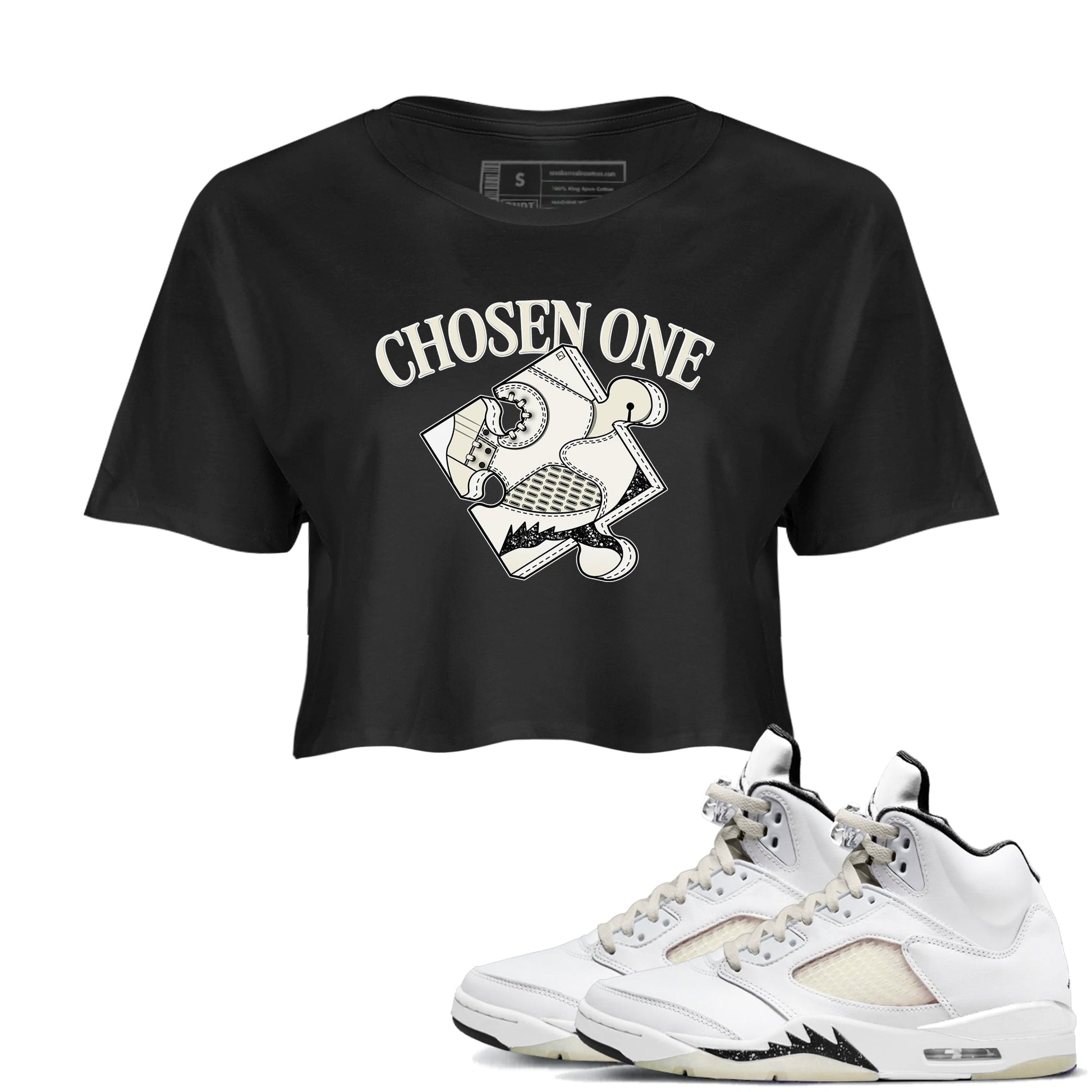 5s Sail shirt to match jordans Sneaker Puzzle sneaker tees Air Jordan 5 Sail SNRT Sneaker Release Tees Black 1 crop length shirt