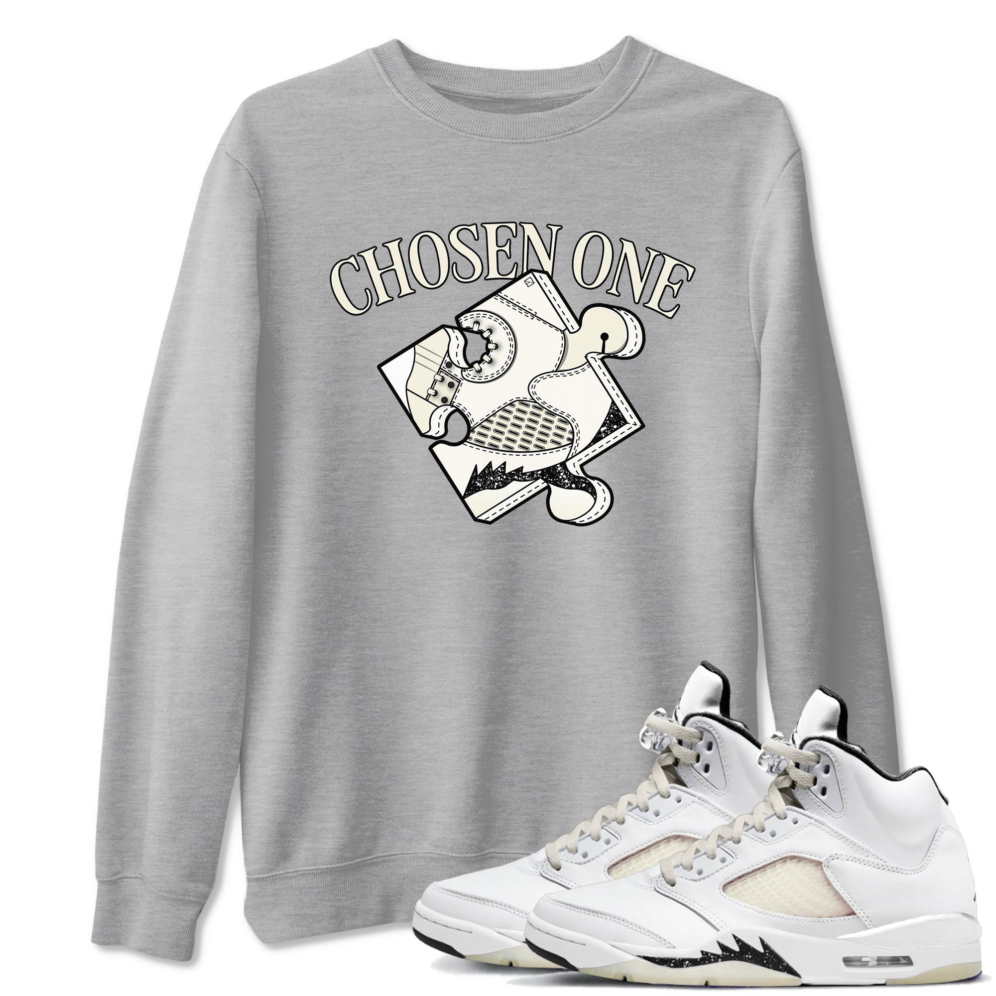 5s Sail shirt to match jordans Sneaker Puzzle sneaker tees Air Jordan 5 Sail SNRT Sneaker Release Tees unisex cotton Heather Grey 1 crew neck shirt