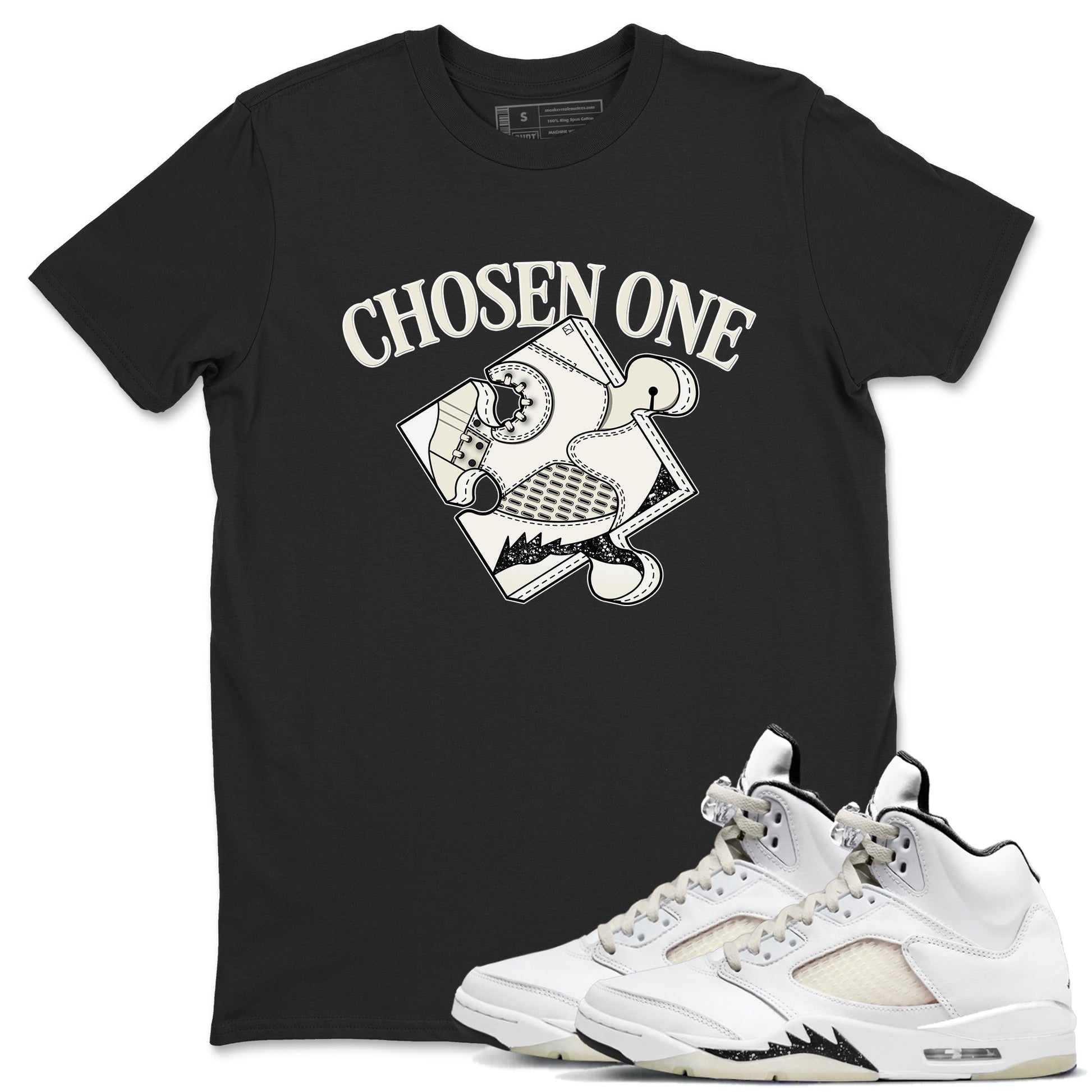 5s Sail shirt to match jordans Sneaker Puzzle sneaker tees Air Jordan 5 Sail SNRT Sneaker Release Tees unisex cotton Black 1 crew neck shirt