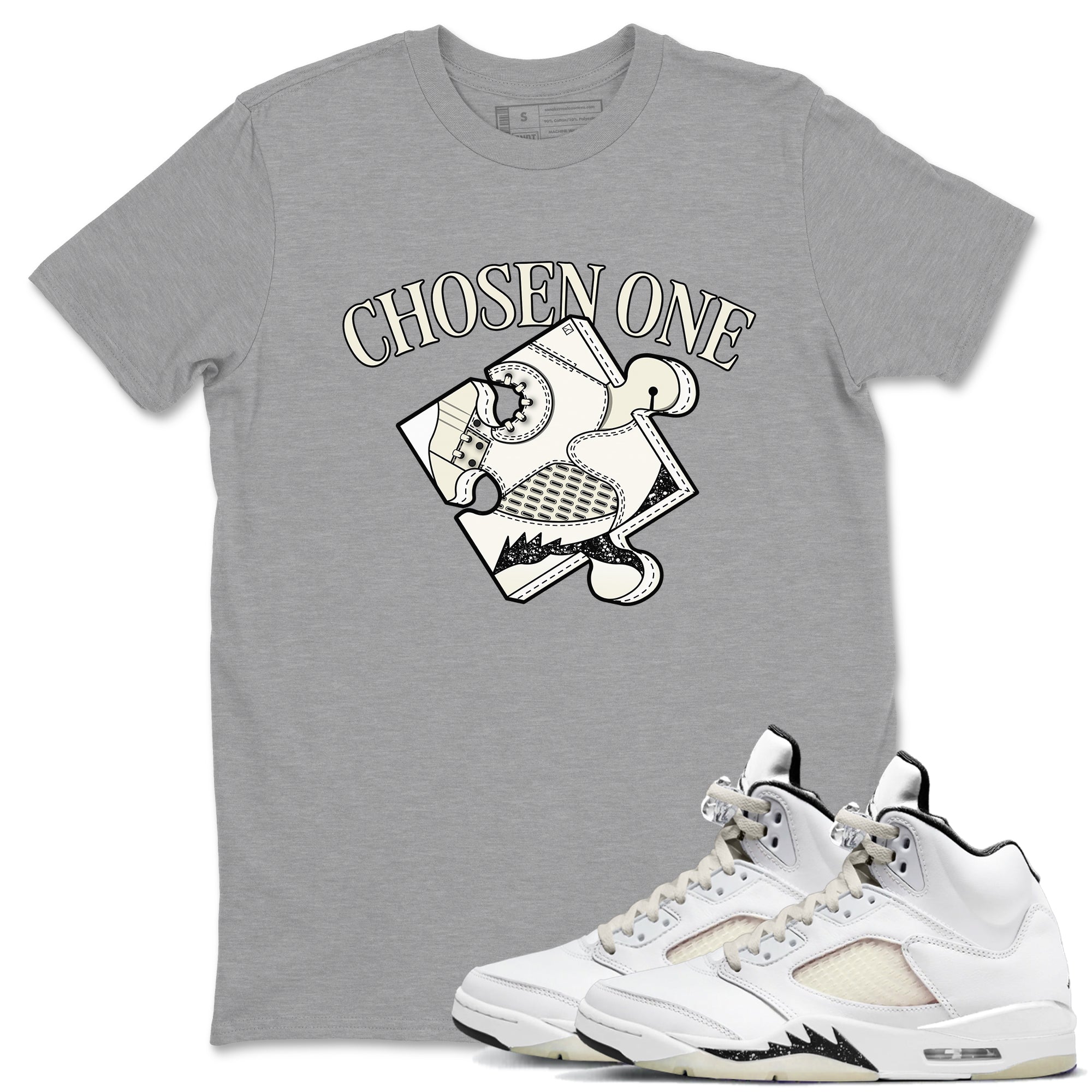 5s Sail shirt to match jordans Sneaker Puzzle sneaker tees Air Jordan 5 Sail SNRT Sneaker Release Tees unisex cotton Heather Grey 1 crew neck shirt