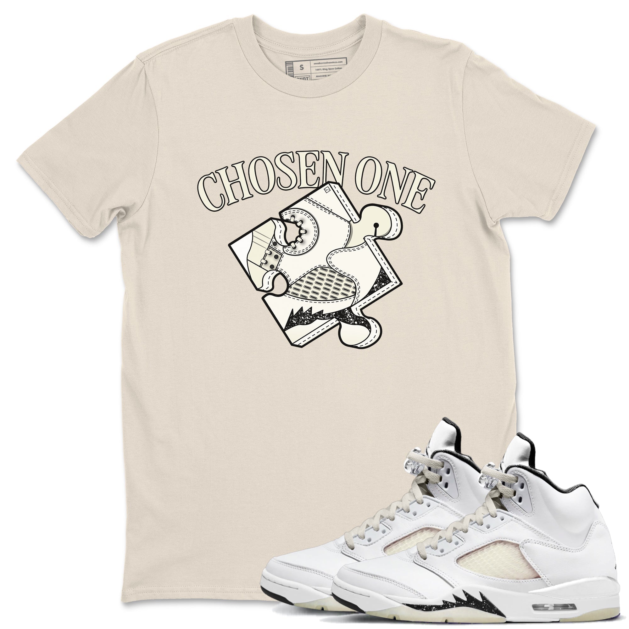 5s Sail shirt to match jordans Sneaker Puzzle sneaker tees Air Jordan 5 Sail SNRT Sneaker Release Tees unisex cotton Natural 1 crew neck shirt