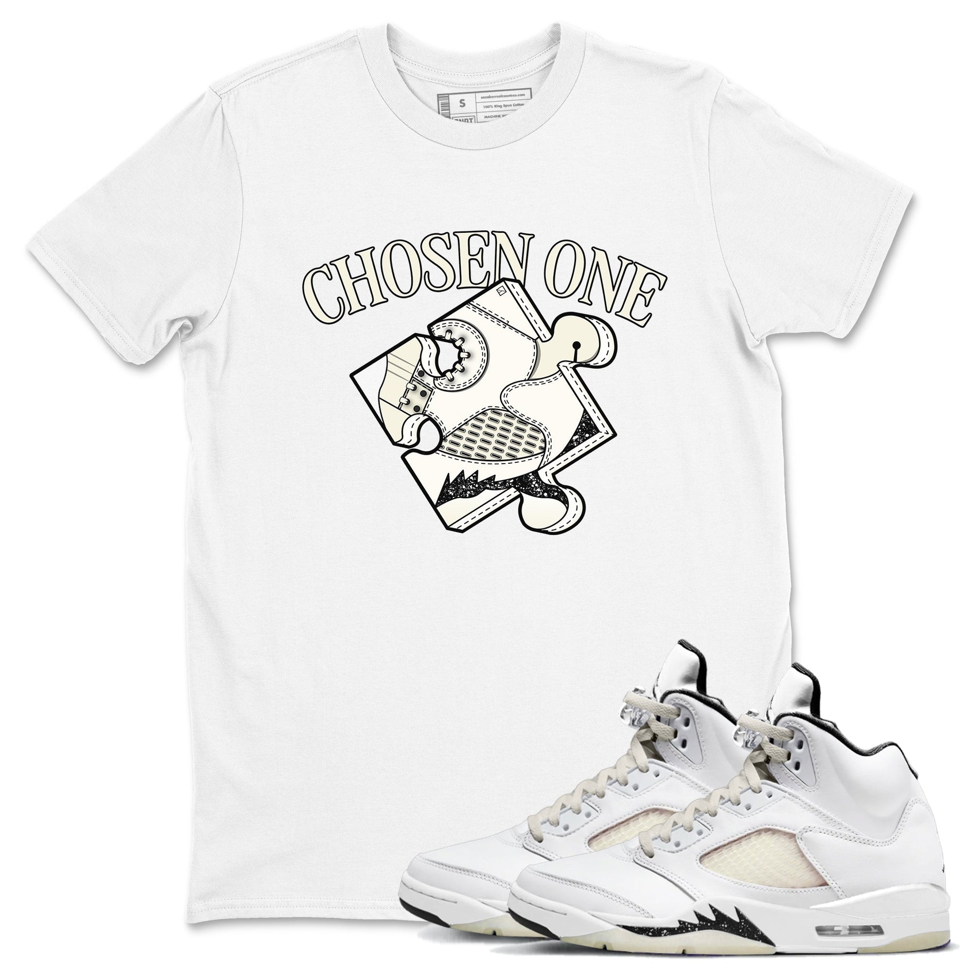 5s Sail shirt to match jordans Sneaker Puzzle sneaker tees Air Jordan 5 Sail SNRT Sneaker Release Tees unisex cotton White 1 crew neck shirt