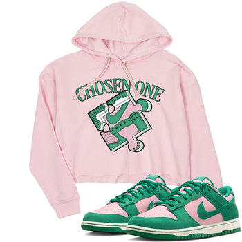 Dunk Medium Soft Pink Malachite shirt to match jordans Sneaker Puzzle sneaker tees Dunk Medium Soft Pink Malachite SNRT Sneaker Release Tees Pink 1 crop length shirt