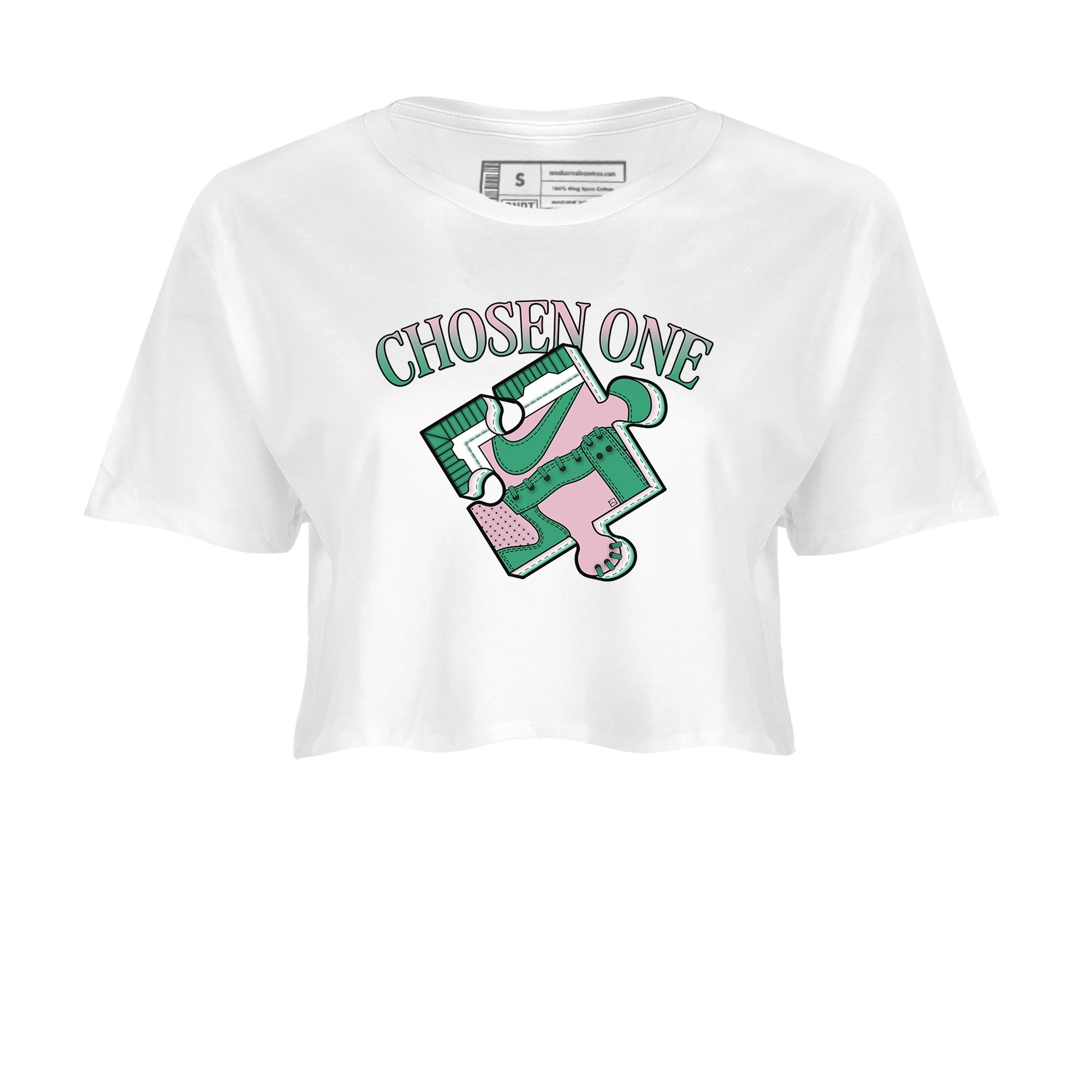 Dunk Medium Soft Pink Malachite shirt to match jordans Sneaker Puzzle sneaker tees Dunk Medium Soft Pink Malachite SNRT Sneaker Release Tees White 2 crop length shirt