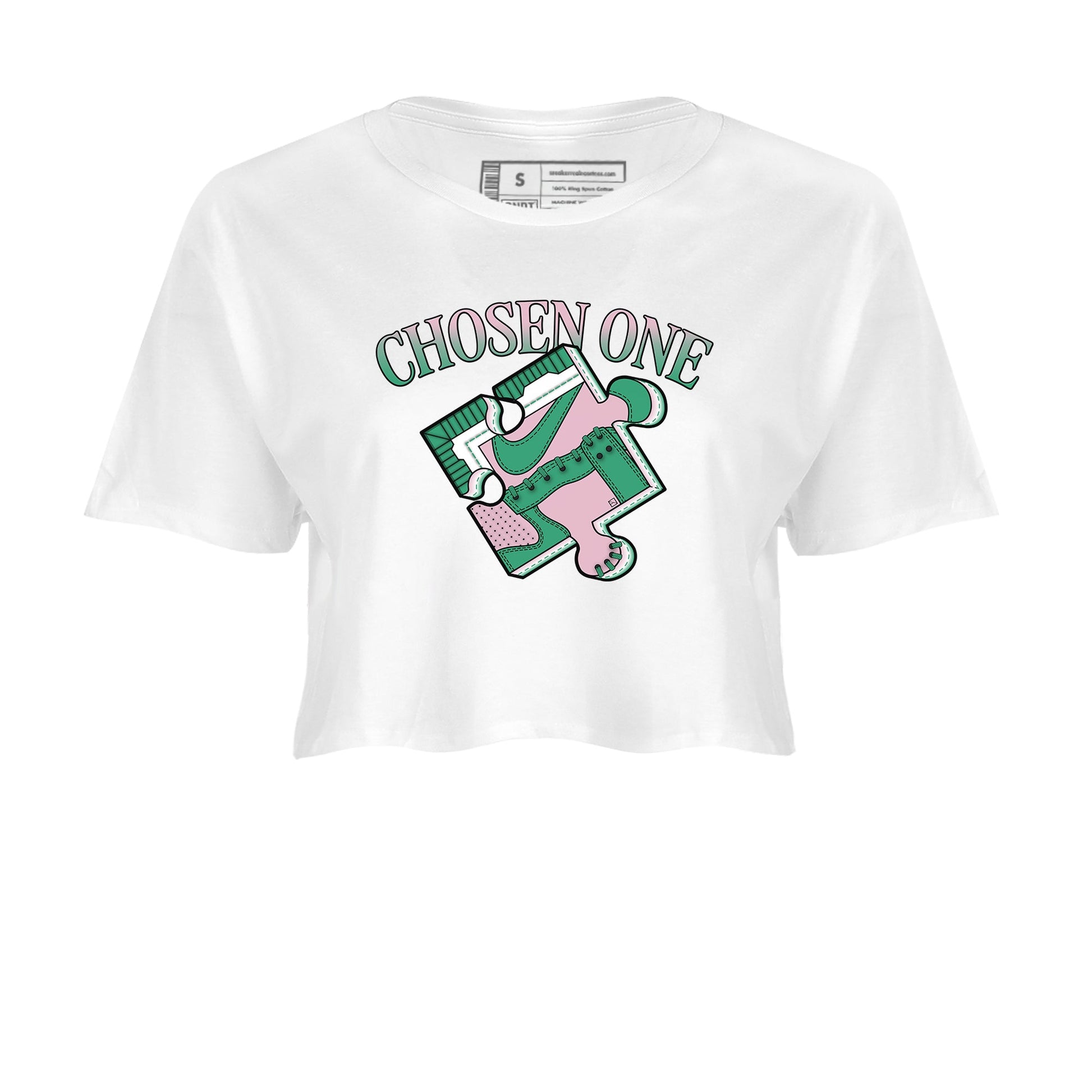 Dunk Medium Soft Pink Malachite shirt to match jordans Sneaker Puzzle sneaker tees Dunk Medium Soft Pink Malachite SNRT Sneaker Release Tees White 2 crop length shirt