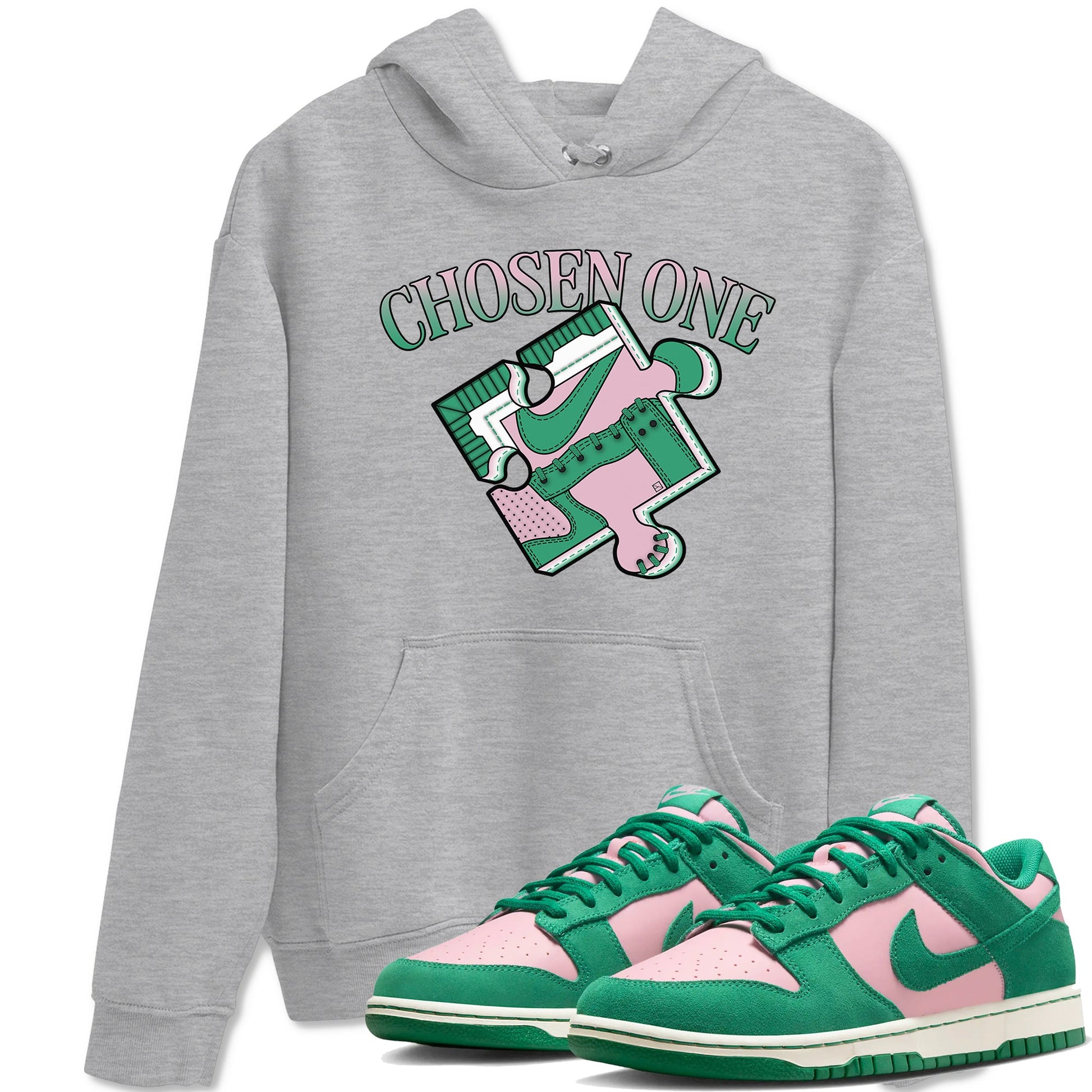 Dunk Medium Soft Pink Malachite shirt to match jordans Sneaker Puzzle sneaker tees Dunk Medium Soft Pink Malachite SNRT Sneaker Release Tees unisex cotton Heather Grey 1 crew neck shirt
