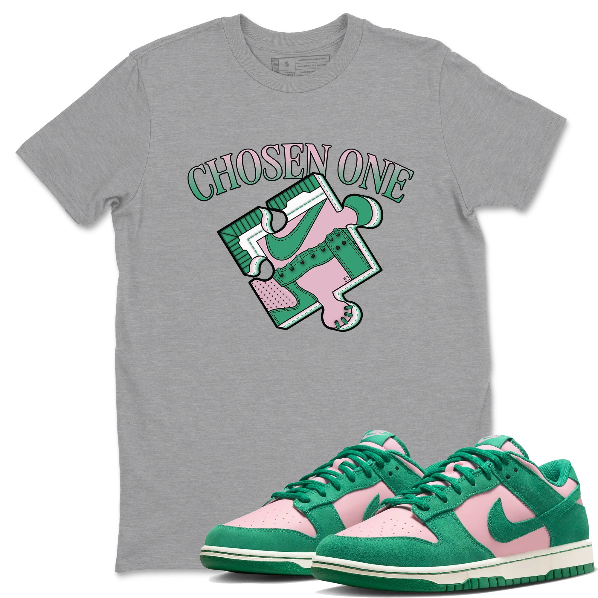 Dunk Medium Soft Pink Malachite shirt to match jordans Sneaker Puzzle sneaker tees Dunk Medium Soft Pink Malachite SNRT Sneaker Release Tees unisex cotton Heather Grey 1 crew neck shirt