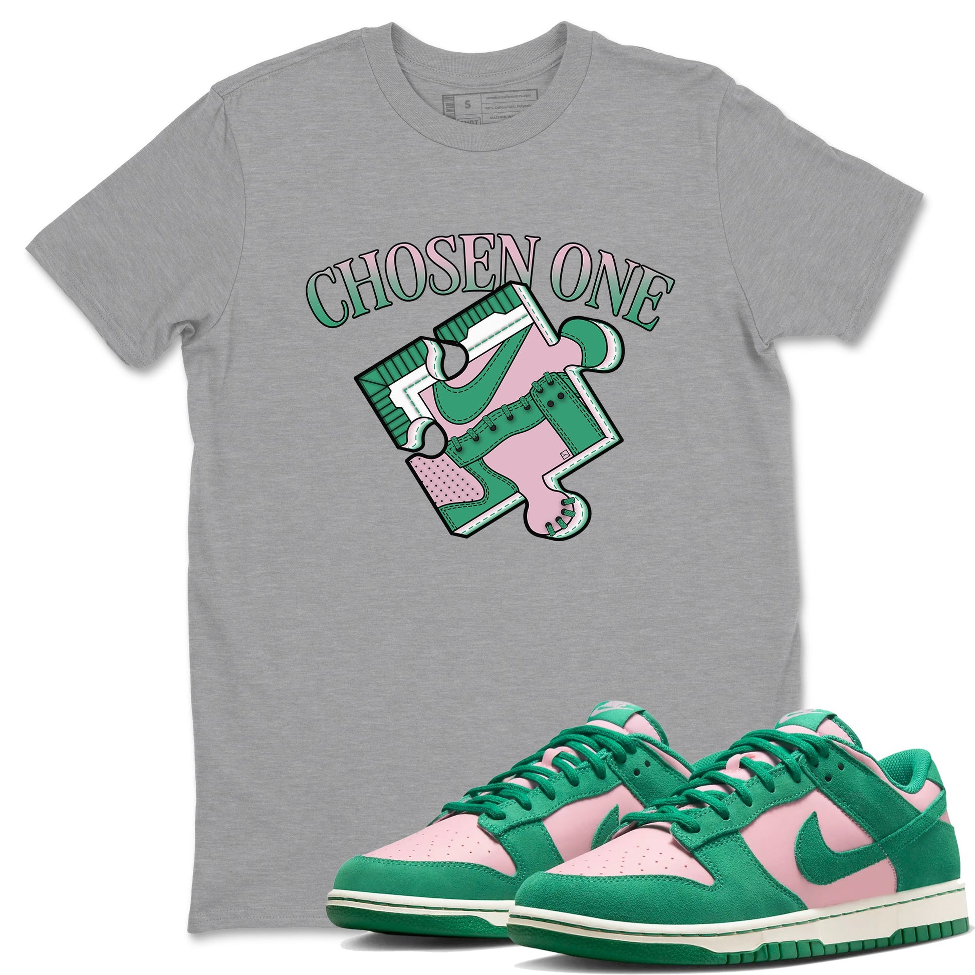 Dunk Medium Soft Pink Malachite shirt to match jordans Sneaker Puzzle sneaker tees Dunk Medium Soft Pink Malachite SNRT Sneaker Release Tees unisex cotton Heather Grey 1 crew neck shirt