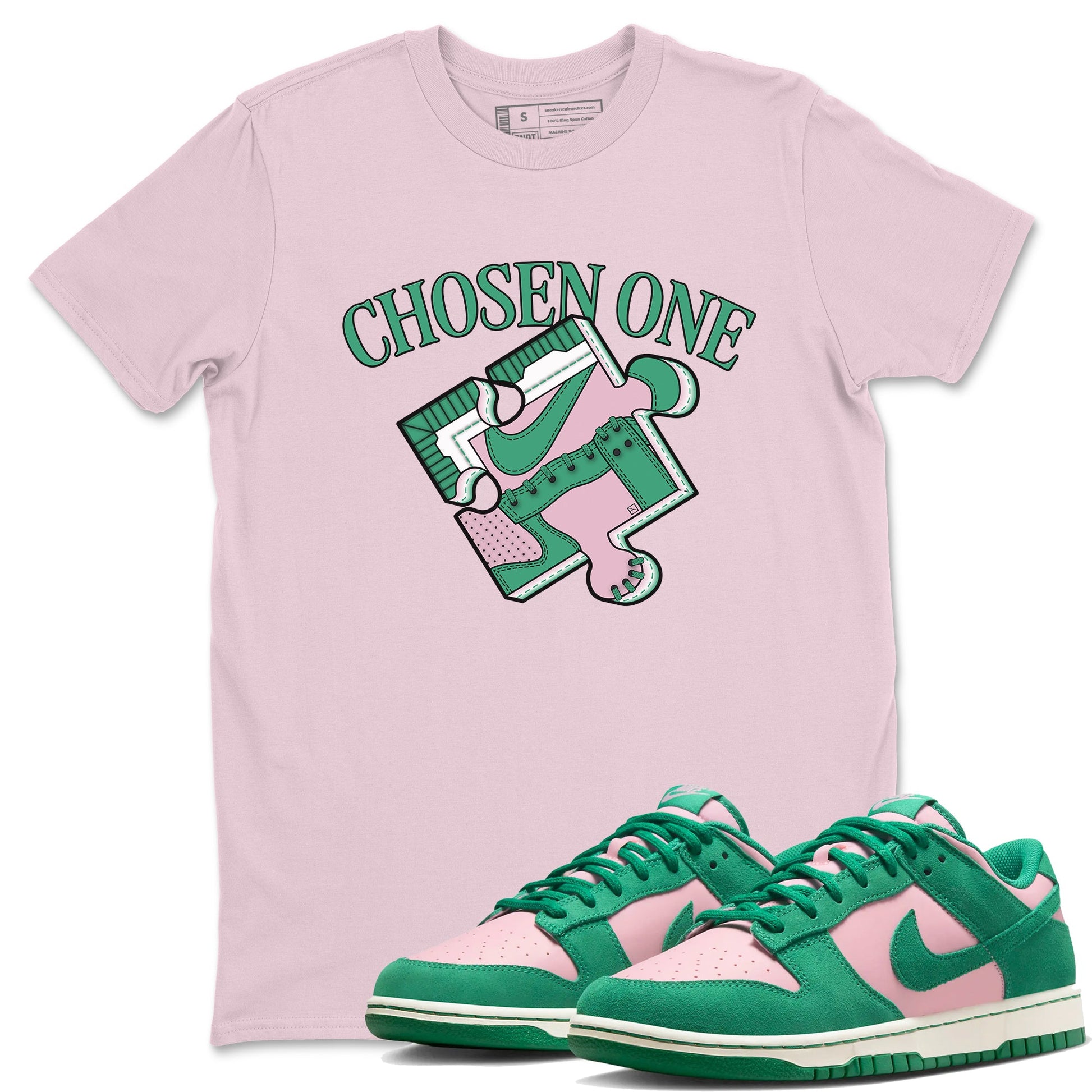 Dunk Medium Soft Pink Malachite shirt to match jordans Sneaker Puzzle sneaker tees Dunk Medium Soft Pink Malachite SNRT Sneaker Release Tees unisex cotton Pink 1 crew neck shirt