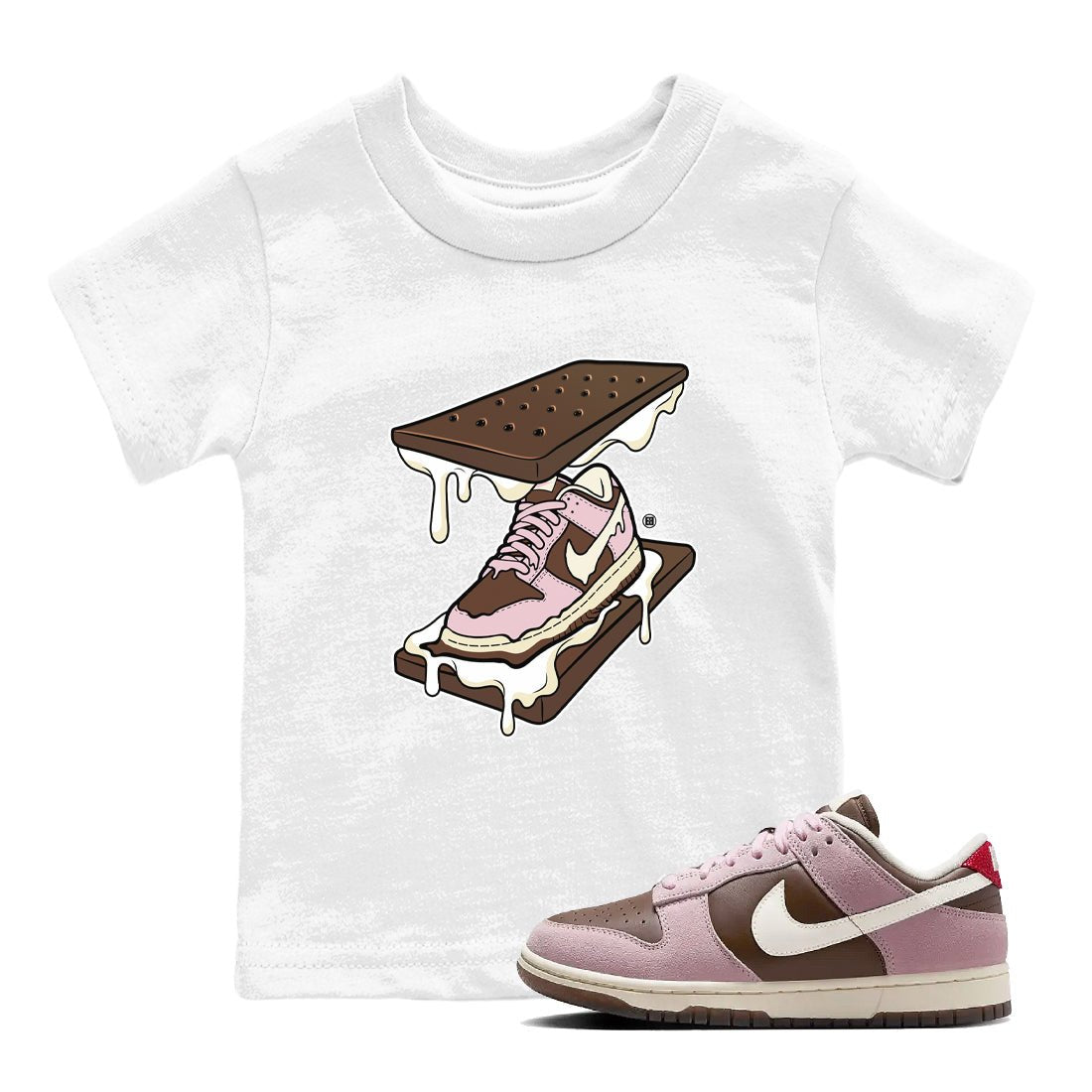 Dunk Cacao Wow And Pink Foam shirts to match jordans Sneaker Sandwich sneaker match tees Dunk Cacao Wow And Pink Foam SNRT Sneaker Tees streetwear brand Baby and Youth White 1 cotton tee