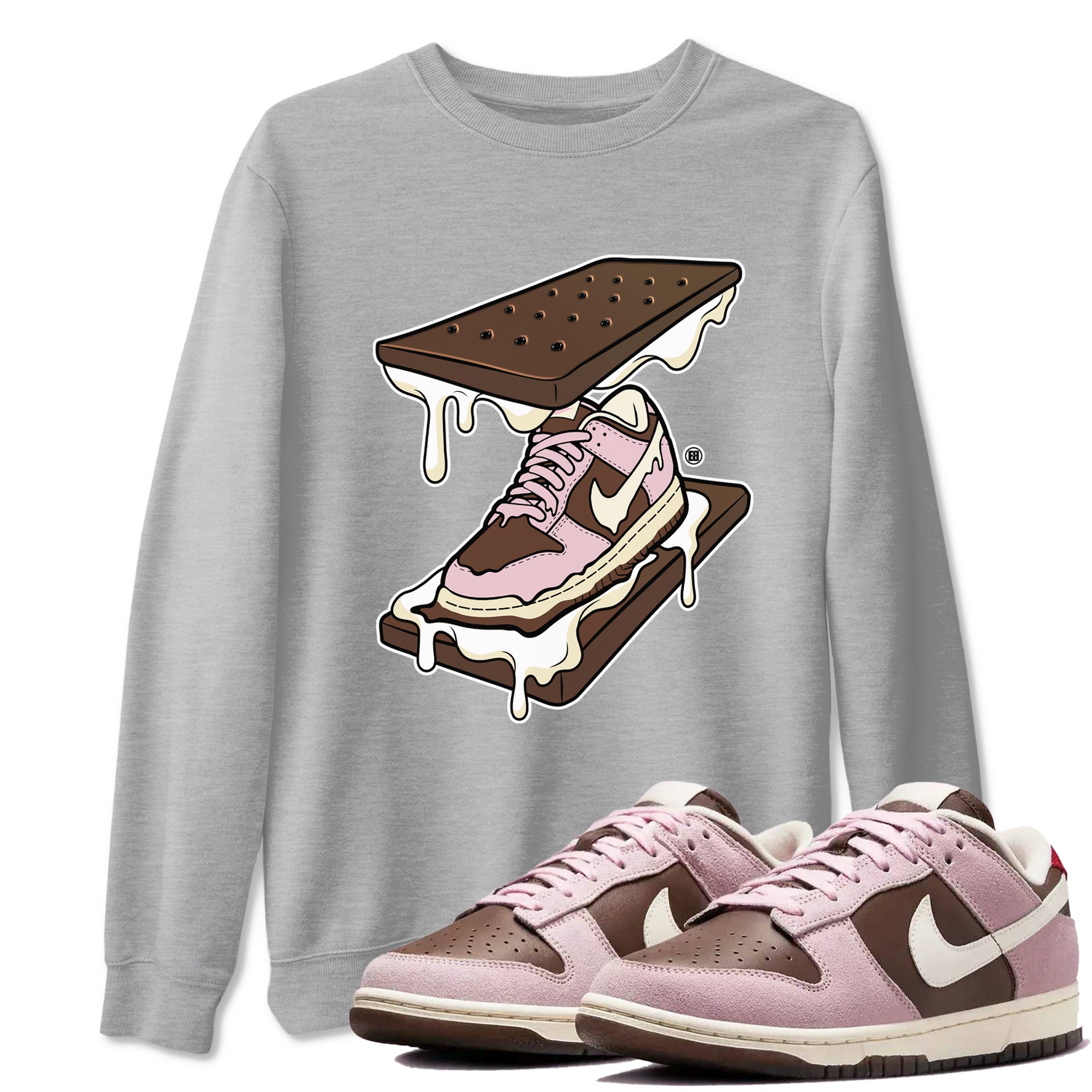 Dunk Cacao Wow And Pink Foam shirts to match jordans Sneaker Sandwich sneaker match tees Dunk Cacao Wow And Pink Foam SNRT Sneaker Tees streetwear brand Heather Grey 1 unisex cotton tee