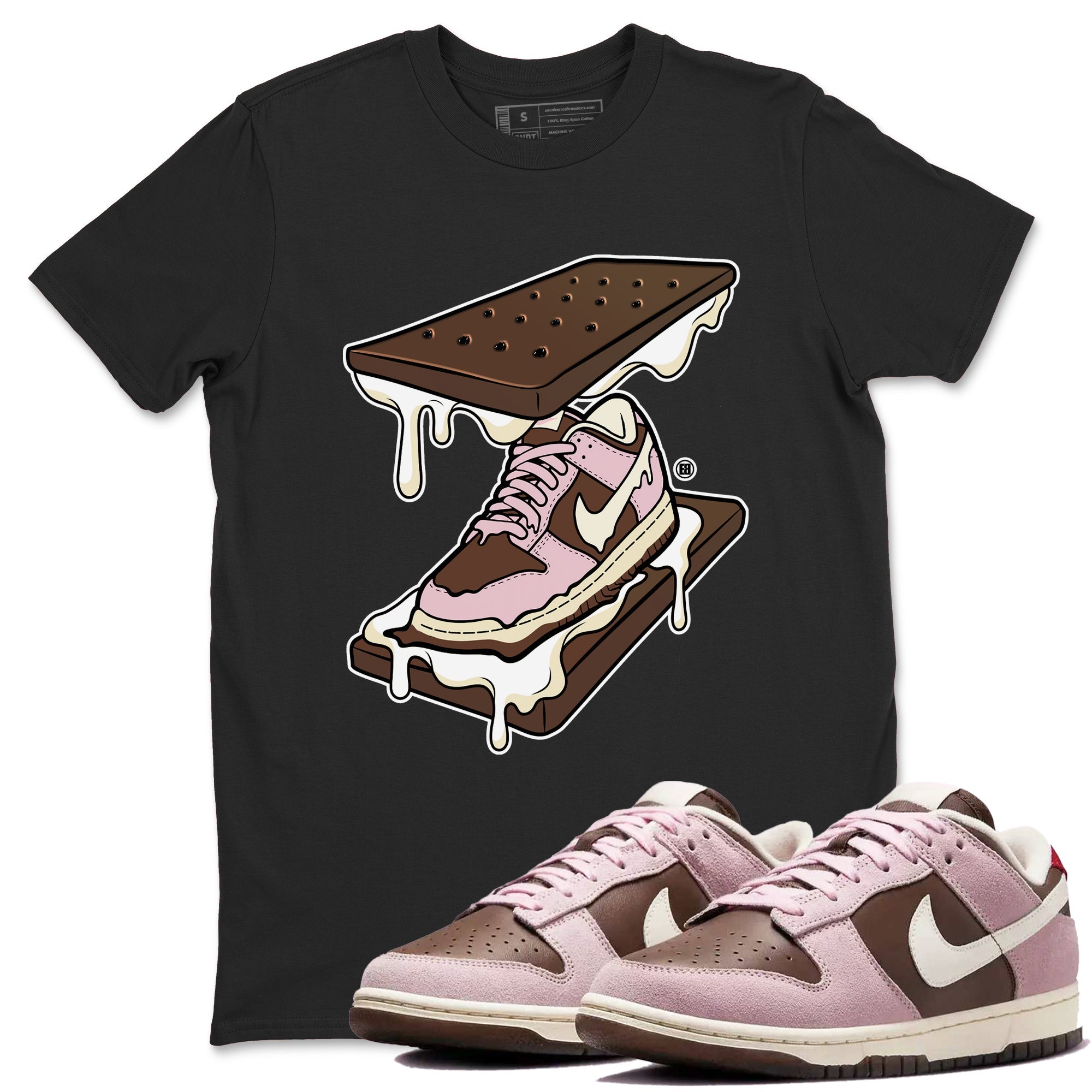 Dunk Cacao Wow And Pink Foam shirts to match jordans Sneaker Sandwich sneaker match tees Dunk Cacao Wow And Pink Foam SNRT Sneaker Tees streetwear brand Black 1 unisex cotton tee