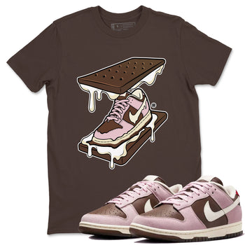 Dunk Cacao Wow And Pink Foam shirts to match jordans Sneaker Sandwich sneaker match tees Dunk Cacao Wow And Pink Foam SNRT Sneaker Tees streetwear brand Dark Chocolate 1 unisex cotton tee