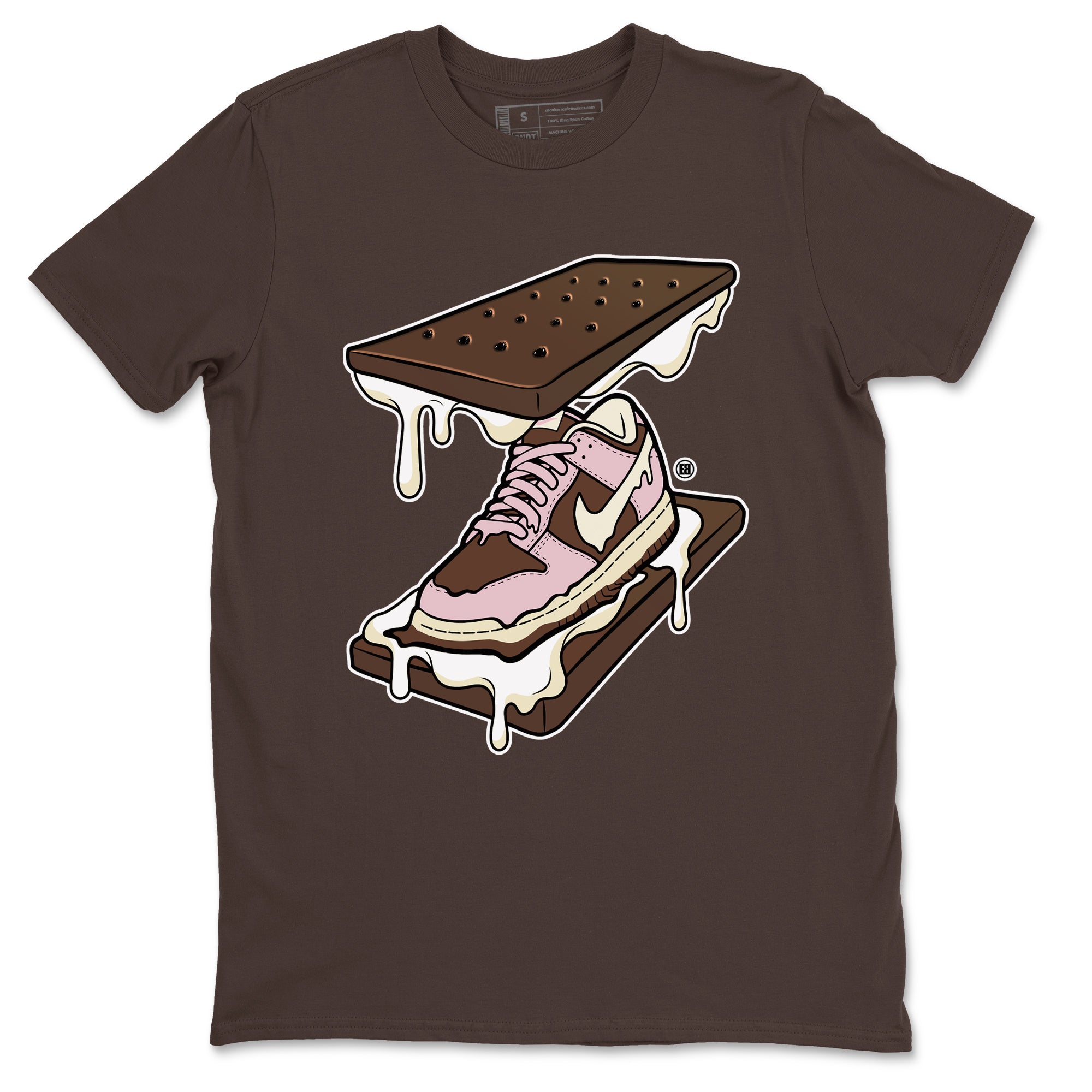 Dunk Cacao Wow And Pink Foam shirts to match jordans Sneaker Sandwich sneaker match tees Dunk Cacao Wow And Pink Foam SNRT Sneaker Tees streetwear brand Dark Chocolate 2 unisex cotton tee