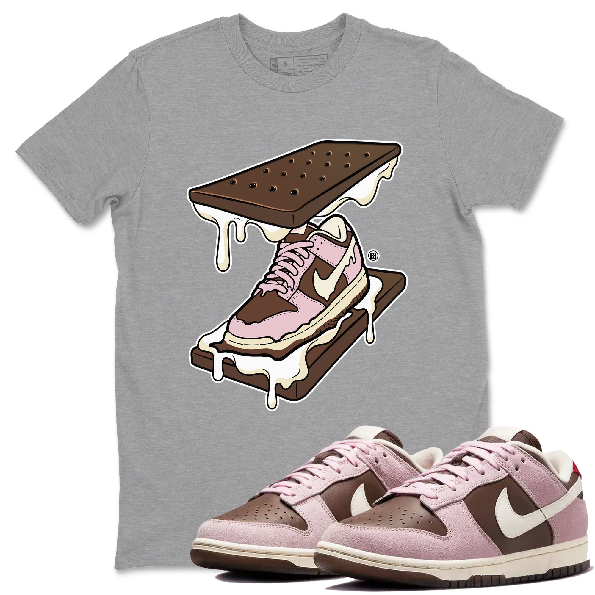 Dunk Cacao Wow And Pink Foam shirts to match jordans Sneaker Sandwich sneaker match tees Dunk Cacao Wow And Pink Foam SNRT Sneaker Tees streetwear brand Heather Grey 1 unisex cotton tee