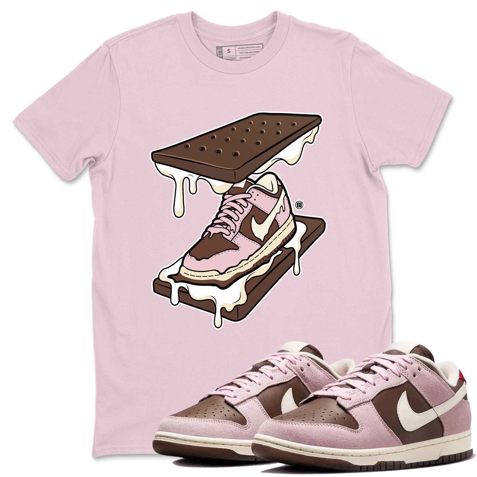 Dunk Cacao Wow And Pink Foam shirts to match jordans Sneaker Sandwich sneaker match tees Dunk Cacao Wow And Pink Foam SNRT Sneaker Tees streetwear brand Pink 1 unisex cotton tee