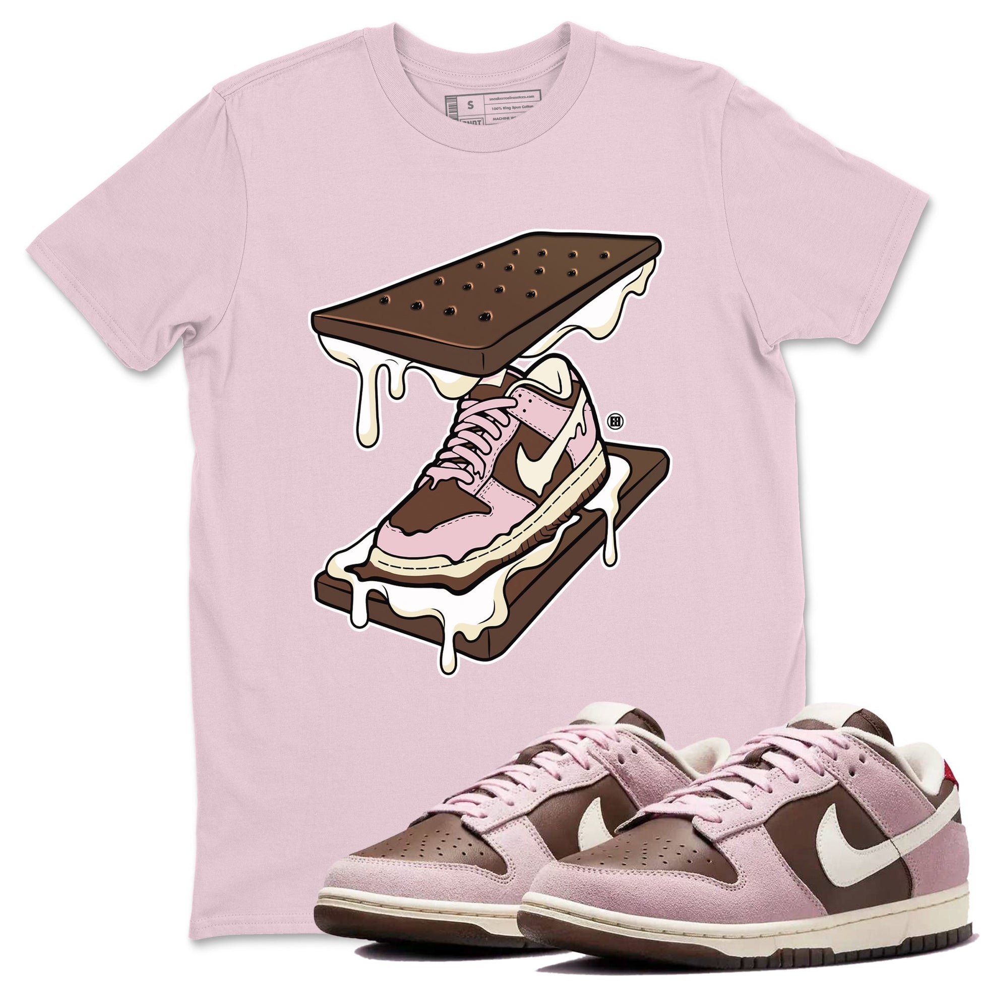 Dunk Cacao Wow And Pink Foam shirts to match jordans Sneaker Sandwich sneaker match tees Dunk Cacao Wow And Pink Foam SNRT Sneaker Tees streetwear brand Pink 1 unisex cotton tee