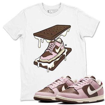Dunk Cacao Wow And Pink Foam shirts to match jordans Sneaker Sandwich sneaker match tees Dunk Cacao Wow And Pink Foam SNRT Sneaker Tees streetwear brand White 1 unisex cotton tee