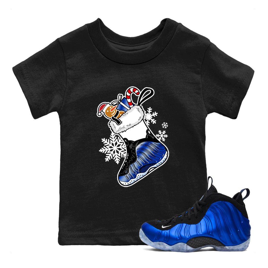 Foams One Royal shirts to match jordans Christmas Sneaker Stocking t shirts to match sneakers Air Foamposite One Royal match shoes to clothes SNRT Sneaker Tees Youth Baby Black 1 tee