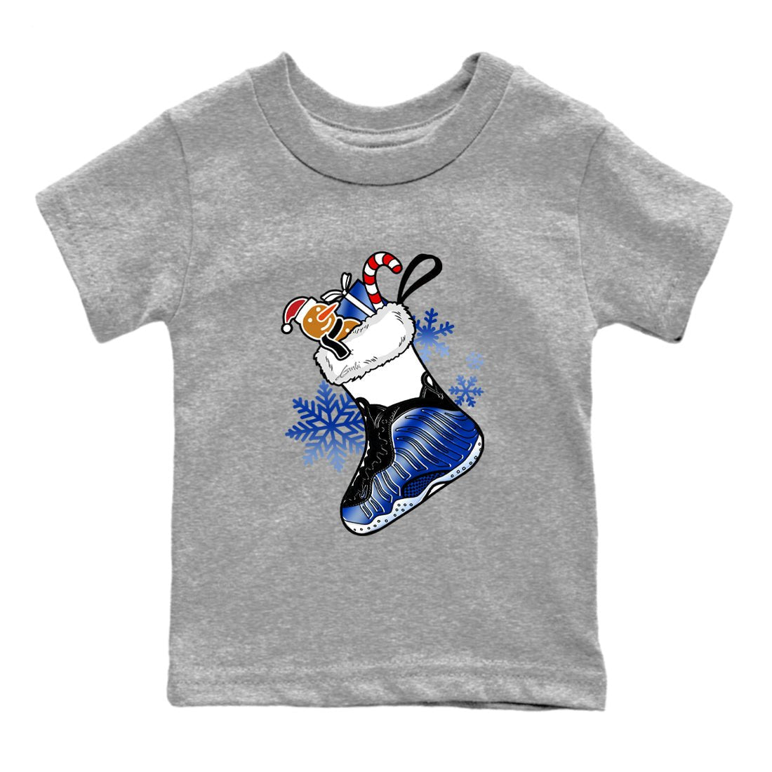 Foams One Royal shirts to match jordans Christmas Sneaker Stocking t shirts to match sneakers Air Foamposite One Royal match shoes to clothes SNRT Sneaker Tees Youth Baby Heather Grey 2 tee