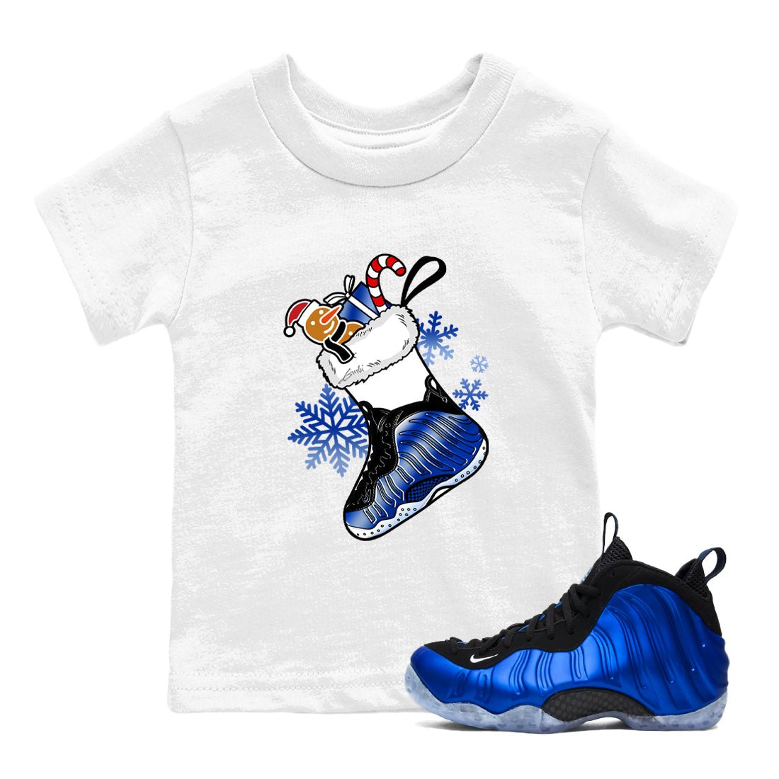 Foams One Royal shirts to match jordans Christmas Sneaker Stocking t shirts to match sneakers Air Foamposite One Royal match shoes to clothes SNRT Sneaker Tees Youth Baby White 1 tee