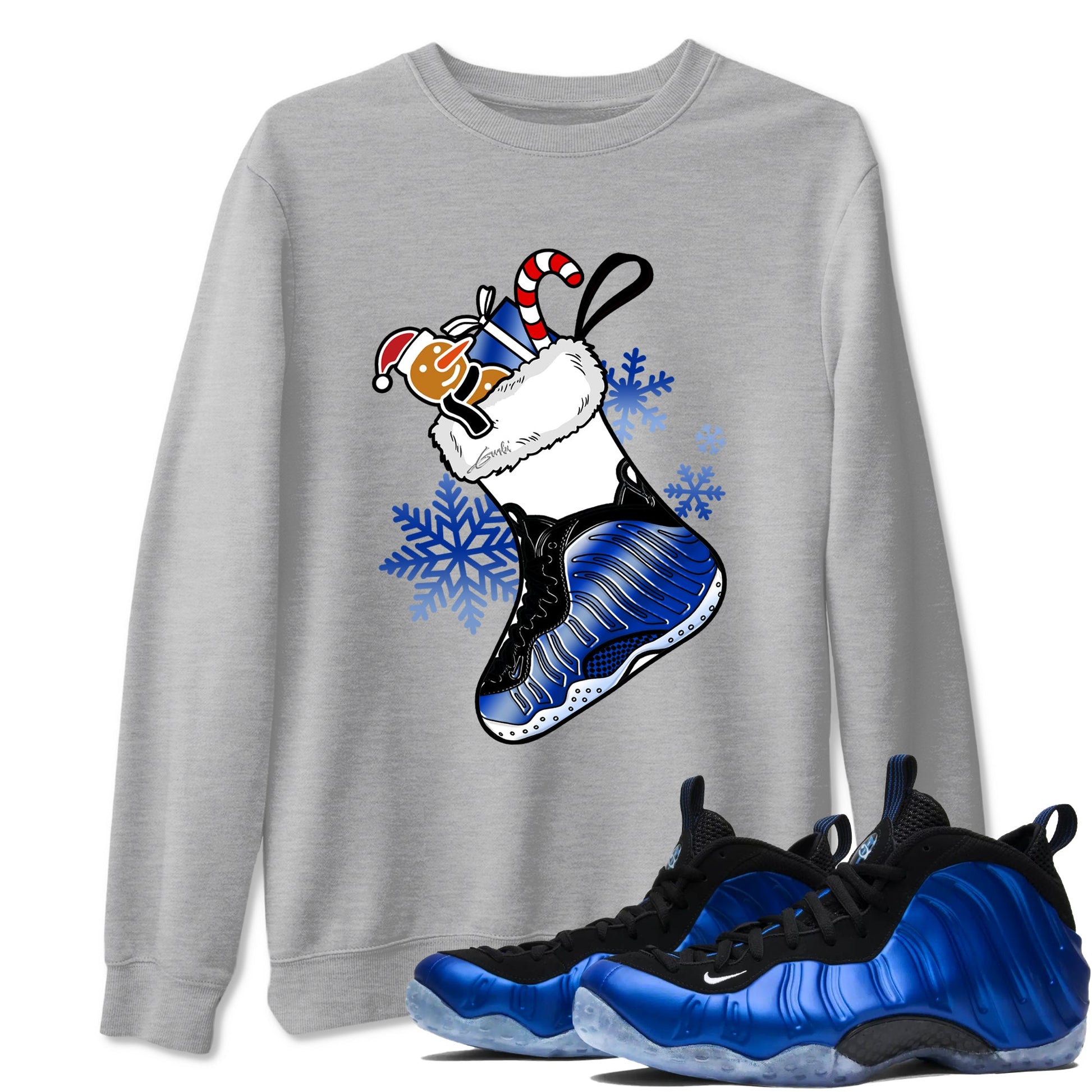 Foams One Royal shirts to match jordans Christmas Sneaker Stocking t shirts to match sneakers Air Foamposite One Royal match shoes to clothes SNRT Sneaker Tees unisex cotton Heather Grey 1 shirts