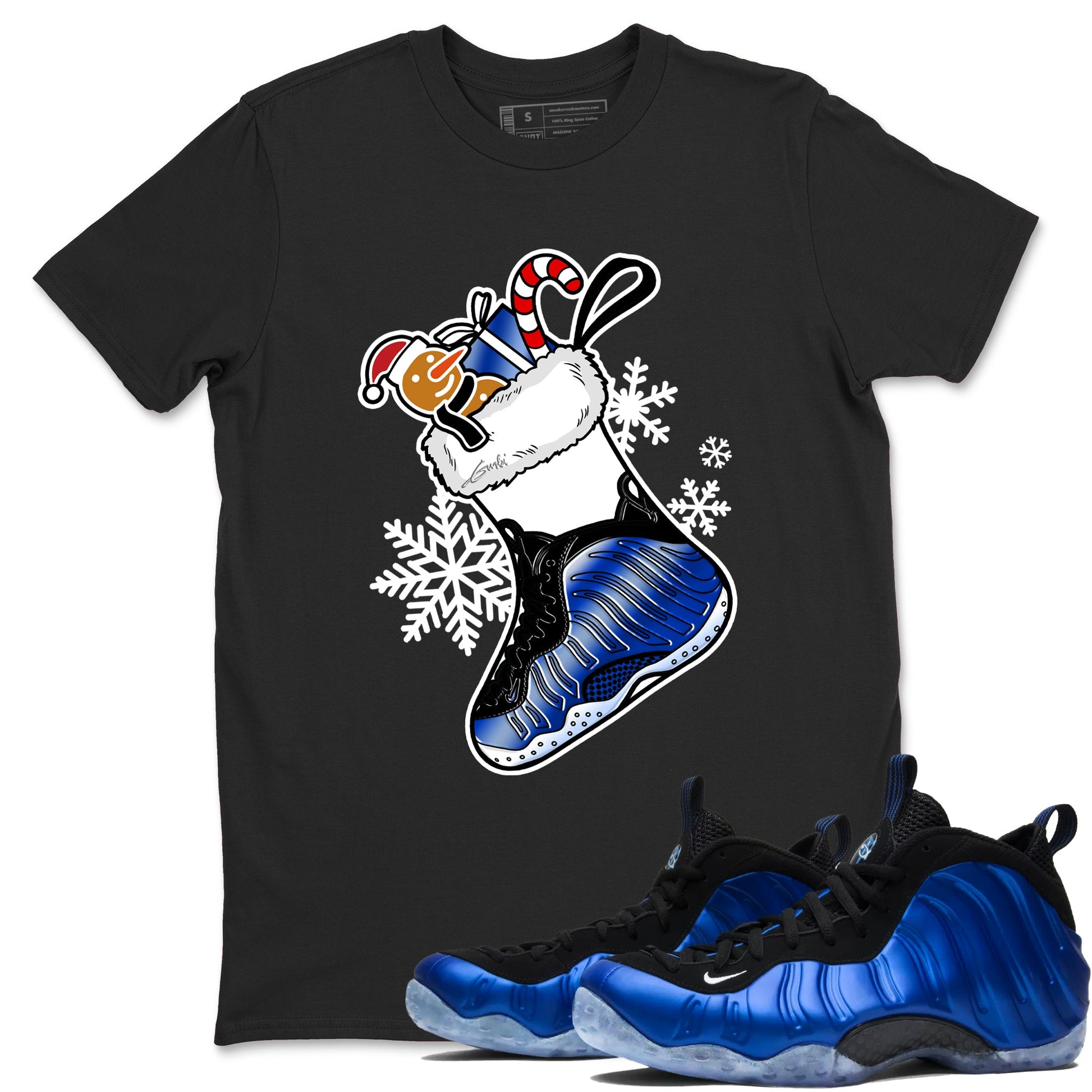 Foams One Royal shirts to match jordans Christmas Sneaker Stocking t shirts to match sneakers Air Foamposite One Royal match shoes to clothes SNRT Sneaker Tees unisex cotton Black 1 shirts