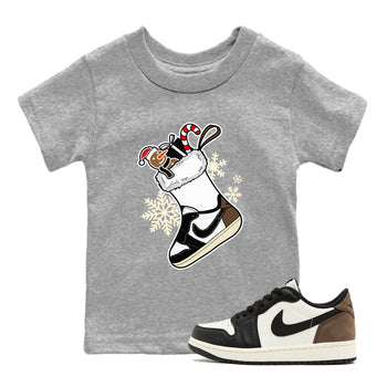 1s Mocha shirts to match jordans Christmas Sneaker Stocking t shirts to match sneakers Air Jordan 1 Low OG Mocha match shoes to clothes SNRT Sneaker Tees Youth Baby Heather Grey 1 tee