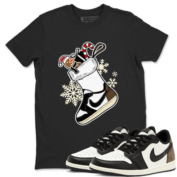 1s Mocha shirts to match jordans Christmas Sneaker Stocking t shirts to match sneakers Air Jordan 1 Low OG Mocha match shoes to clothes SNRT Sneaker Tees unisex cotton Black 1 shirts