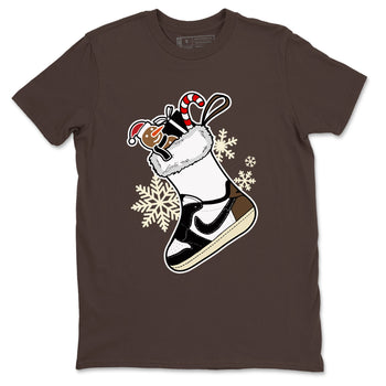 1s Mocha shirts to match jordans Christmas Sneaker Stocking t shirts to match sneakers Air Jordan 1 Low OG Mocha match shoes to clothes SNRT Sneaker Tees unisex cotton Dark Chocolate 2 shirts