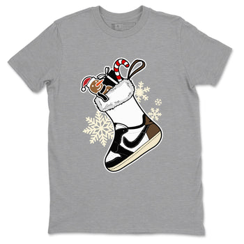1s Mocha shirts to match jordans Christmas Sneaker Stocking t shirts to match sneakers Air Jordan 1 Low OG Mocha match shoes to clothes SNRT Sneaker Tees unisex cotton Heather Grey 2 shirts