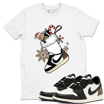 1s Mocha shirts to match jordans Christmas Sneaker Stocking t shirts to match sneakers Air Jordan 1 Low OG Mocha match shoes to clothes SNRT Sneaker Tees unisex cotton White 1 shirts