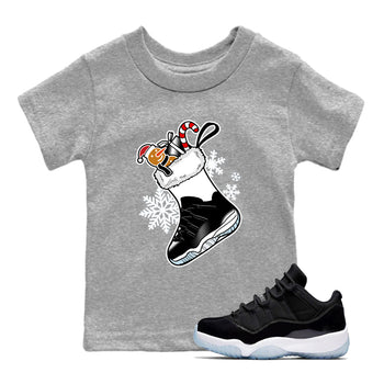 11s Space Jam shirts to match jordans Christmas Sneaker Stocking t shirts to match sneakers Air Jordan 11 Low Black And Varsity Royal match shoes to clothes SNRT Sneaker Tees Youth Baby Heather Grey 1 tee