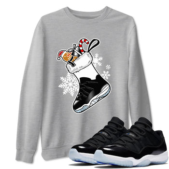 11s Space Jam shirts to match jordans Christmas Sneaker Stocking t shirts to match sneakers Air Jordan 11 Low Black And Varsity Royal match shoes to clothes SNRT Sneaker Tees unisex cotton Heather Grey 1 shirts