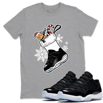 11s Space Jam shirts to match jordans Christmas Sneaker Stocking t shirts to match sneakers Air Jordan 11 Low Black And Varsity Royal match shoes to clothes SNRT Sneaker Tees unisex cotton Heather Grey 1 shirts